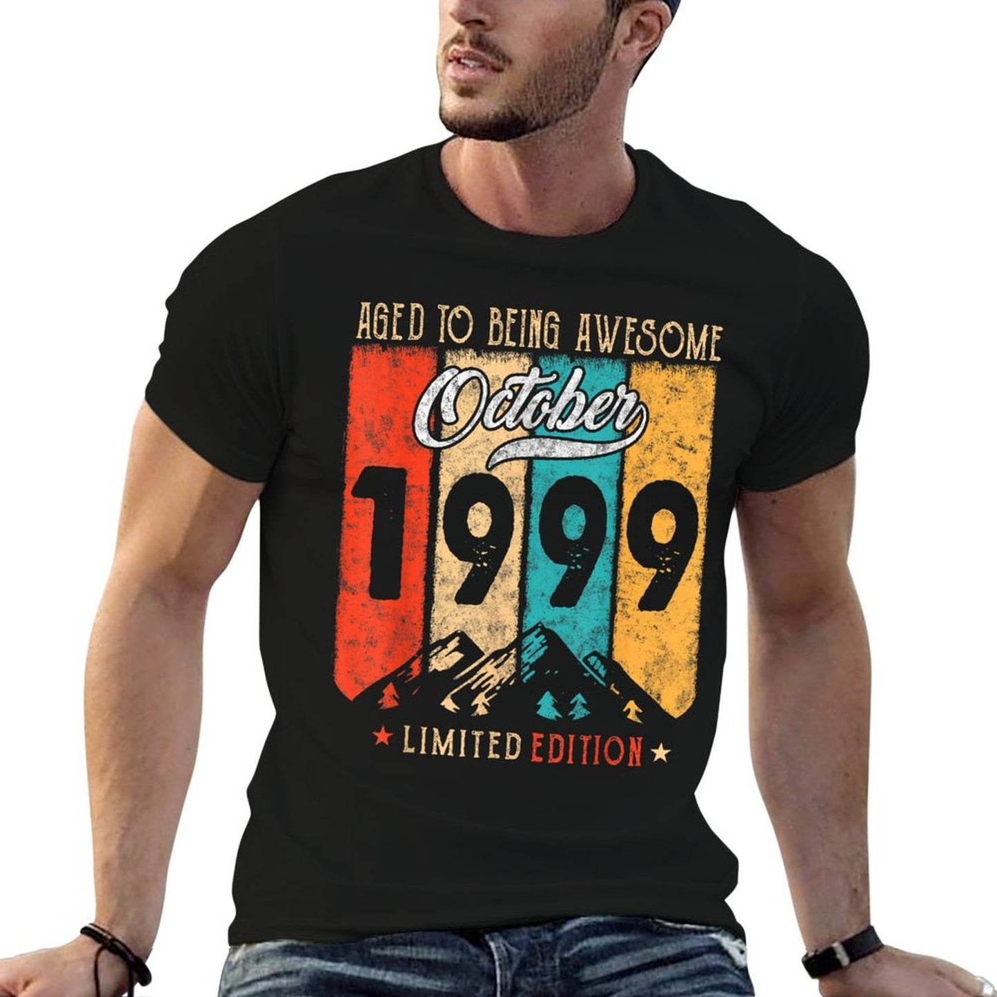 25 Years Old Vintage October 1999 25th Birthday High-quality Stitching T-Shirt