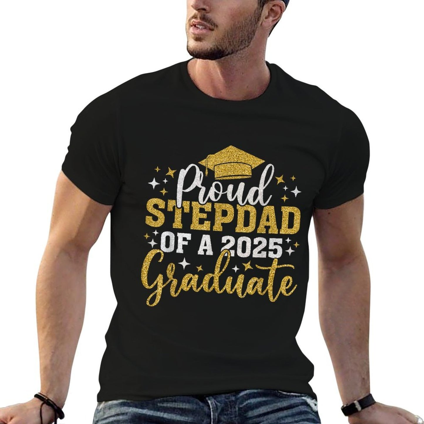 Senior 2025 Proud Stepdad Of A Class Of 2025 Graduate Eco-friendly Material T-Shirt