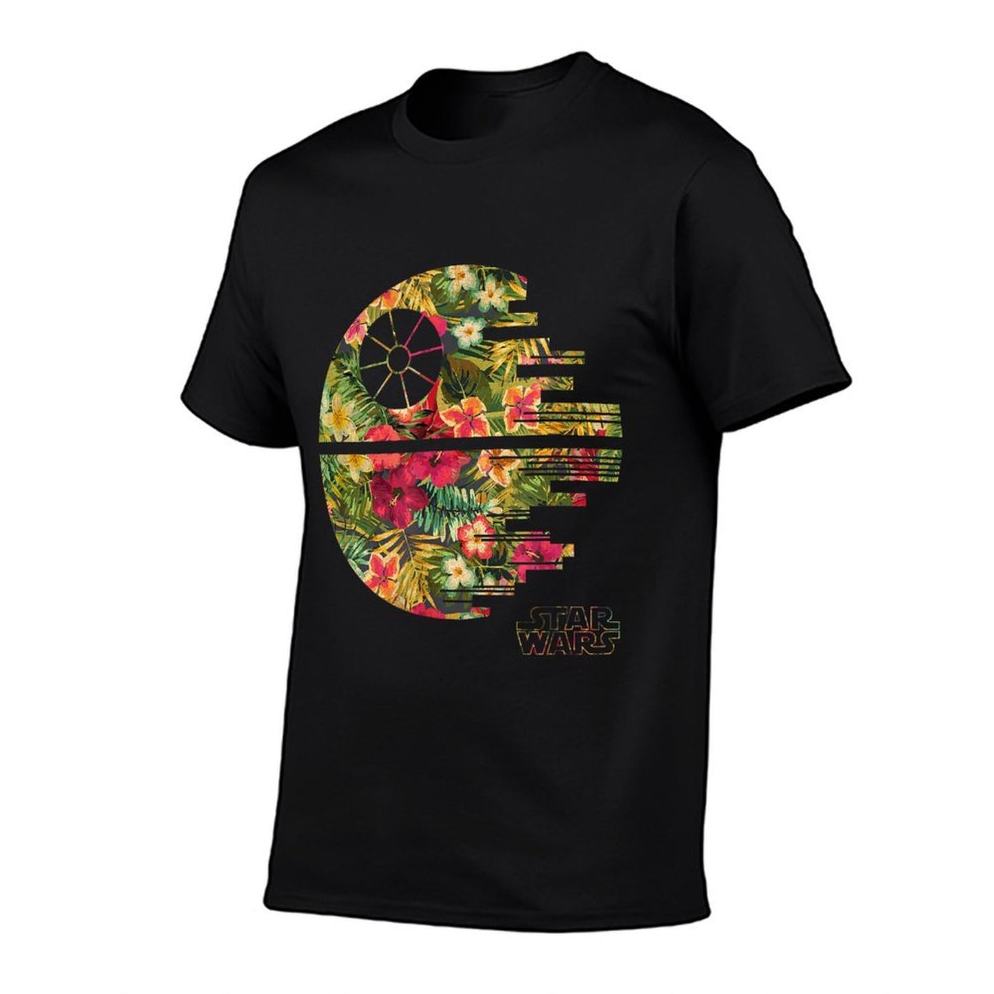 Star Wars Classic Death Star Silhouette Flower Portrait Heathered Texture T-Shirt