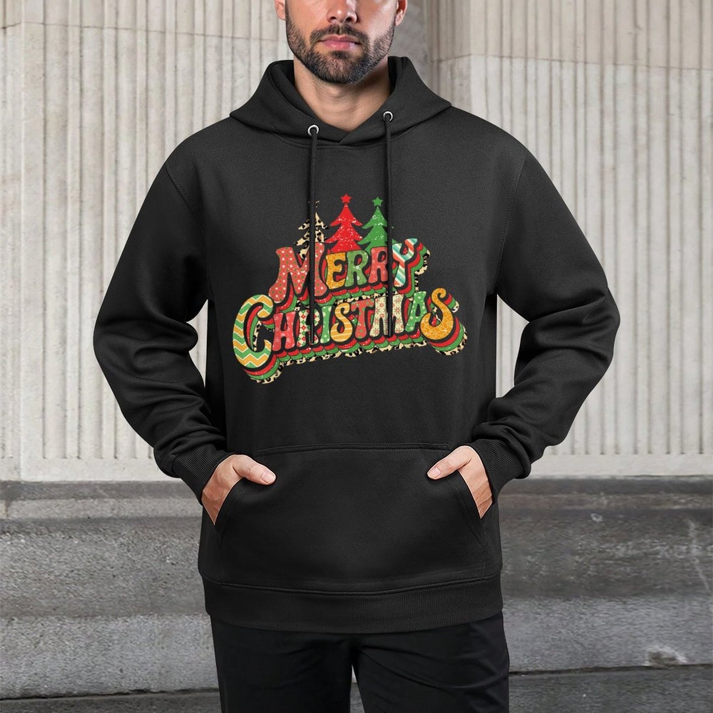 Retro Merry Christmas Matching Family Xmas Holiday Costume Medium-Weight Fabric Hoodie