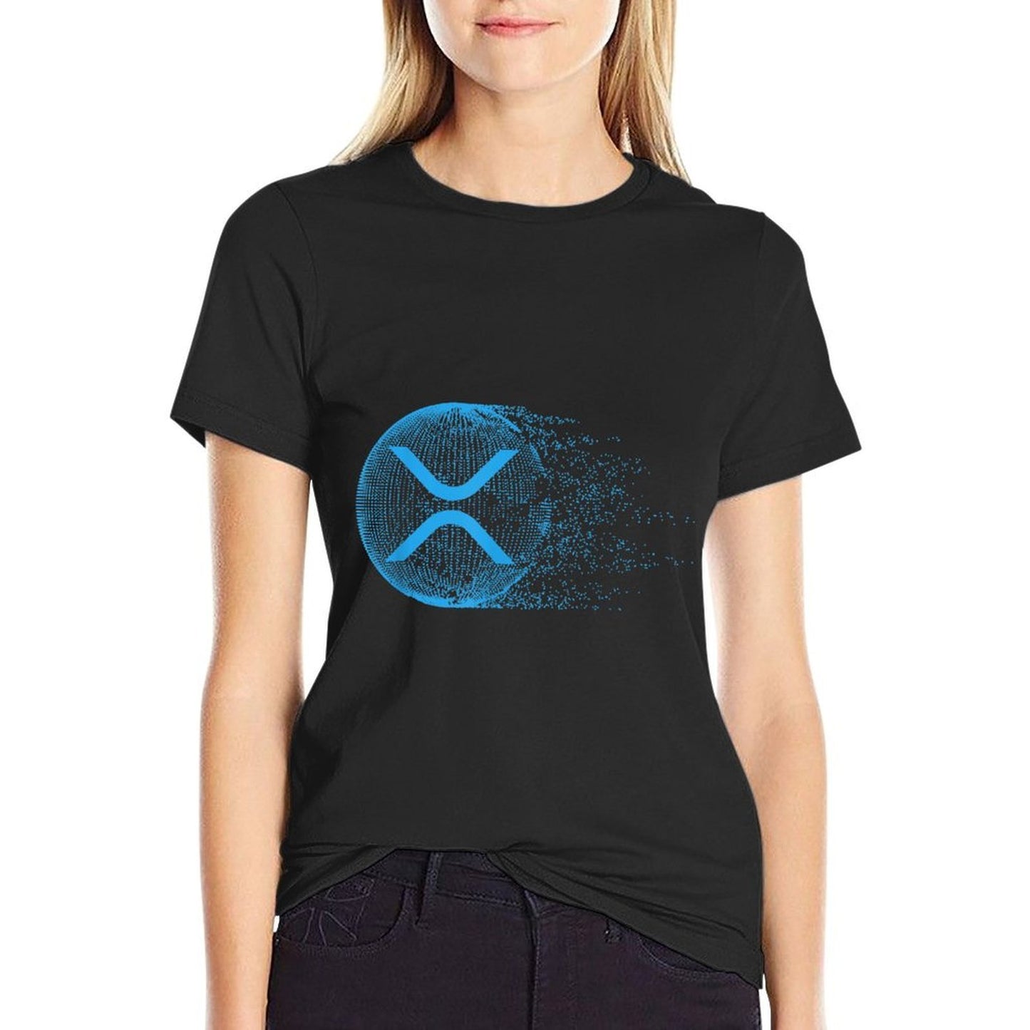 XRP Abstracts for Men And Women Unisex-Adults Black Small Modern Easy-care T-Shirt
