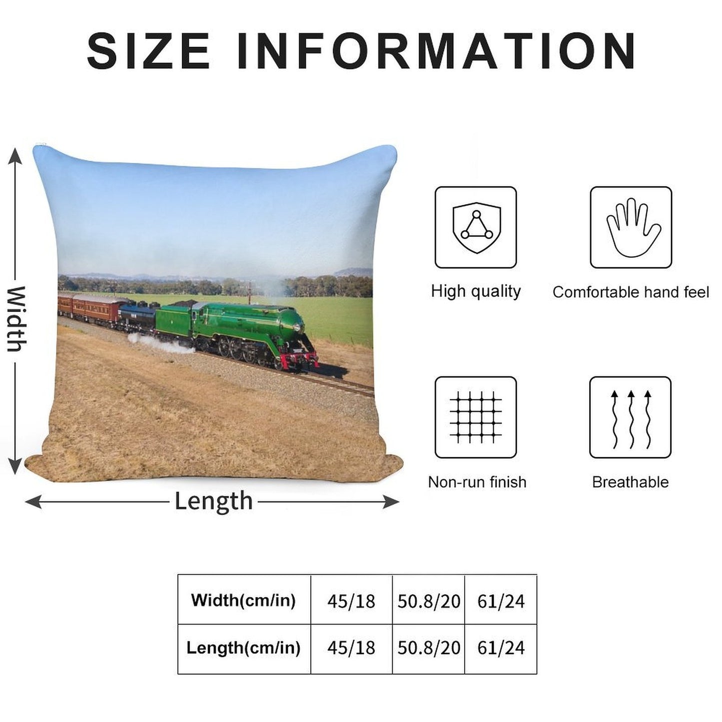 Riverina 3801 - Australian Steam Locomotive. Soft Hidden Zipper Throw Pillow