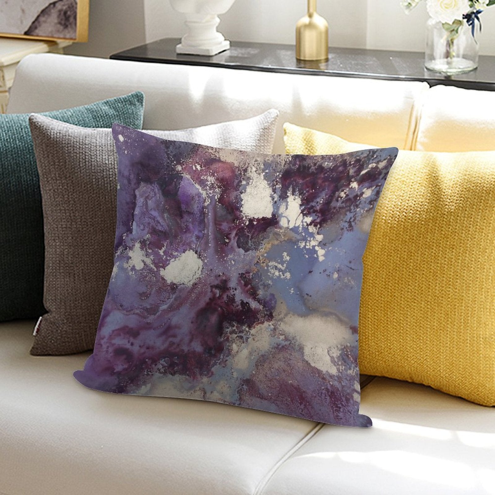 Abstract Fluid Art Eggplant Soft Style Accent Throw Pillow