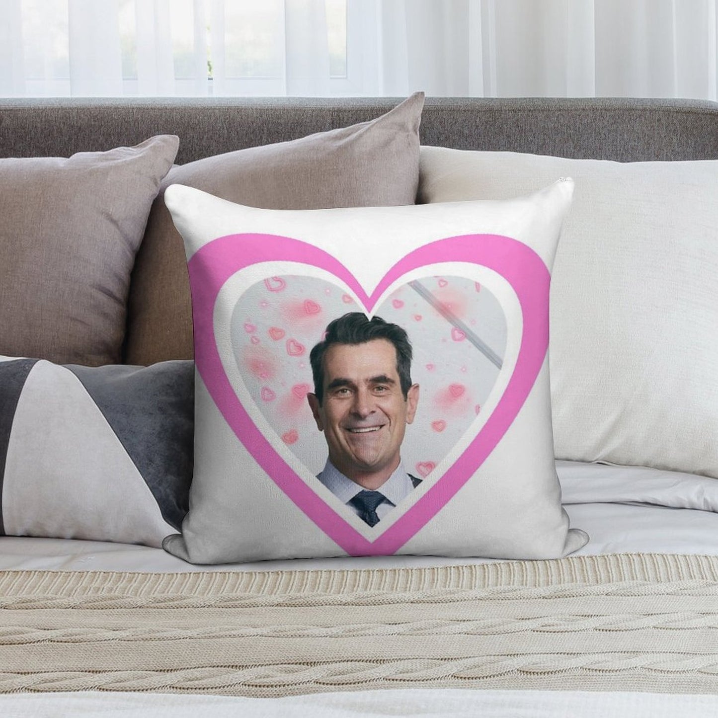 Modern Family Phil Dunphy Heart Soft Luxury Feel Throw Pillow