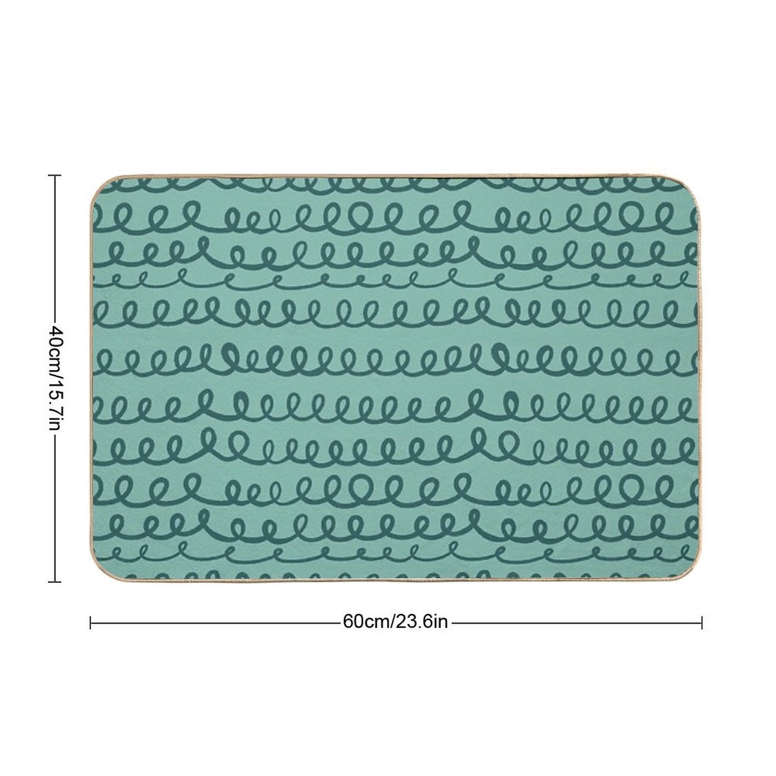 Green Calm – Green Squiggle Stripe Pattern Durable Bath Mat