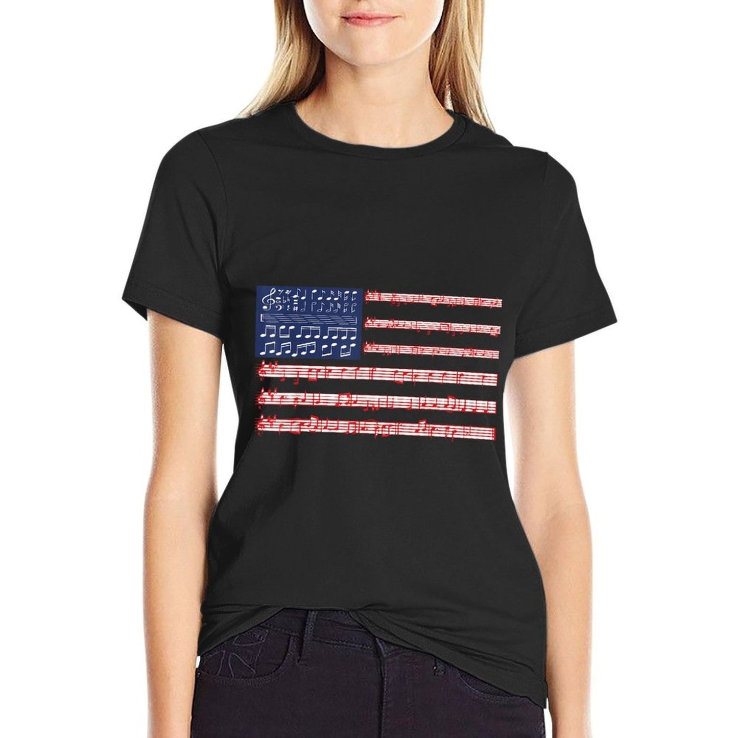 4th Of July National Anthem Music Note USA Men  Wrinkle-resistant T-Shirt
