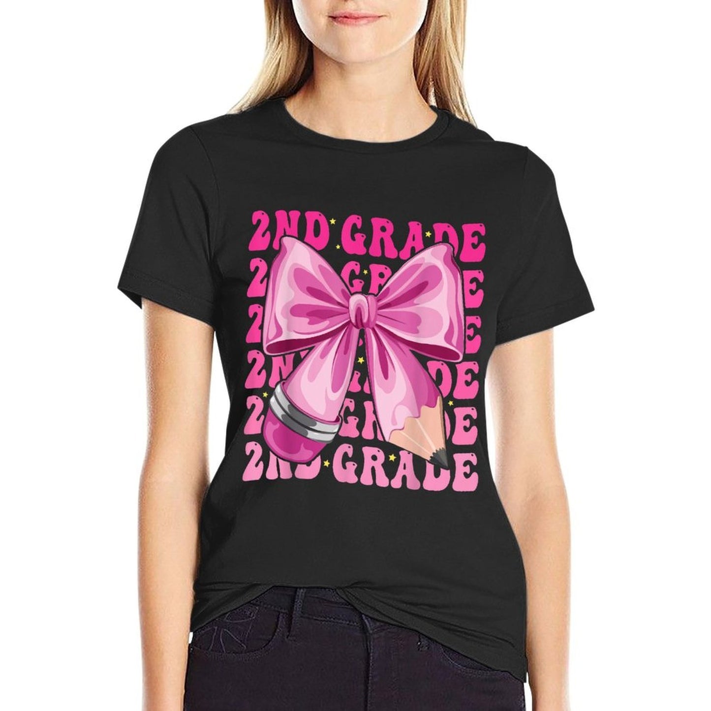 2nd Grade Girls Coquette Bow Back To School Second Grade High-quality Stitching T-Shirt