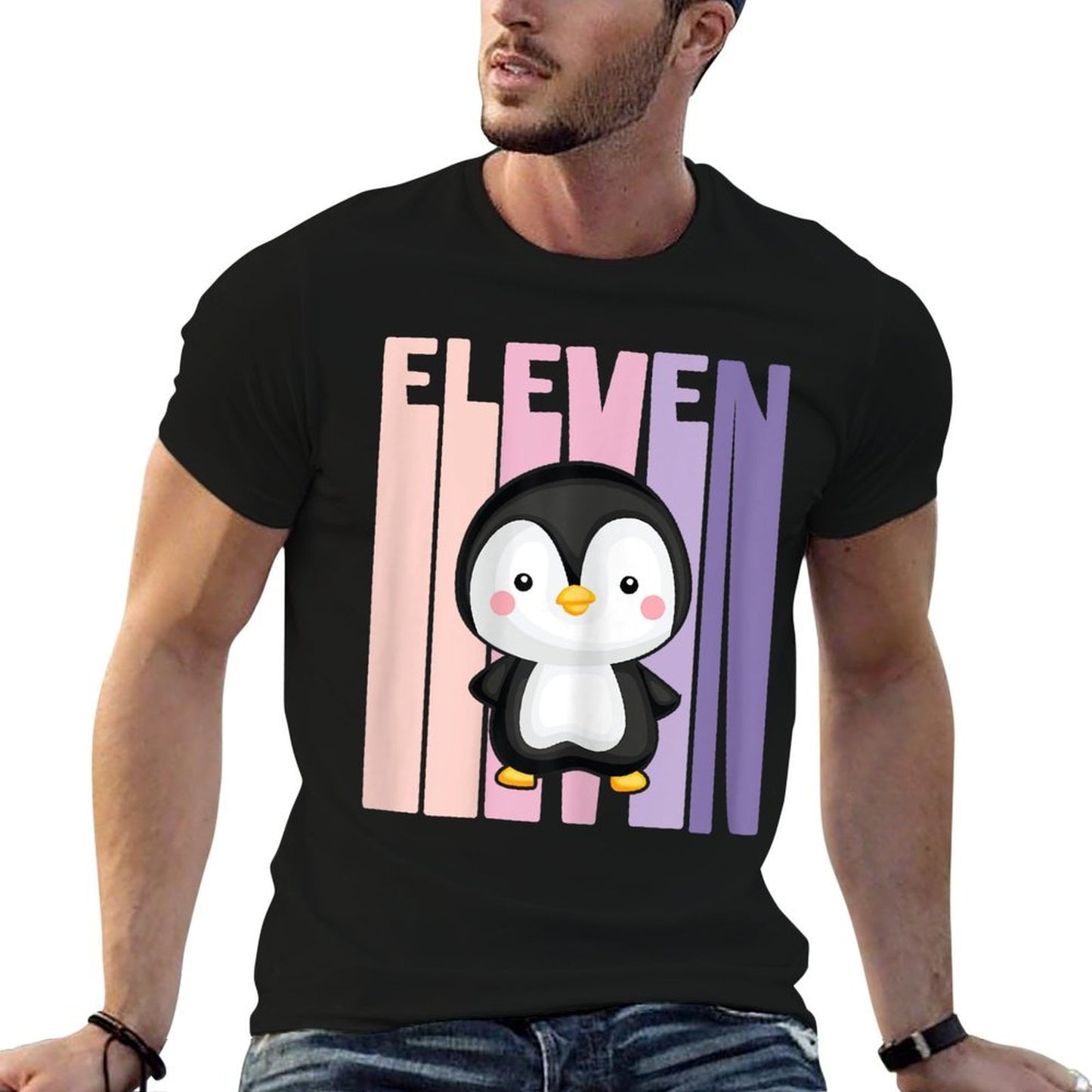 11 Year Old Cute Penguin Birthday Girl 11th B-day High-quality Stitching T-Shirt