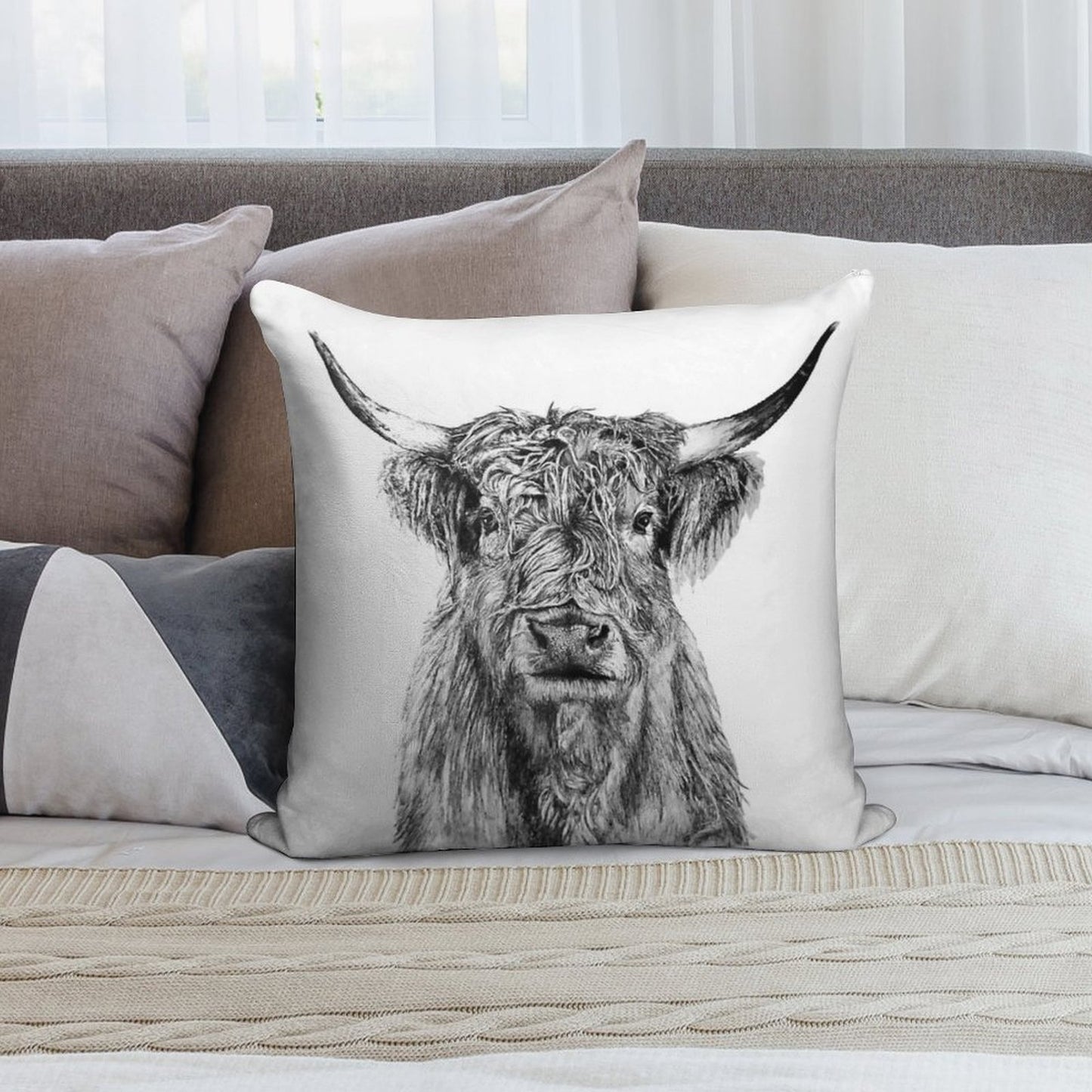 Scottish Highland Cow Soft Gift Ready Throw Pillow