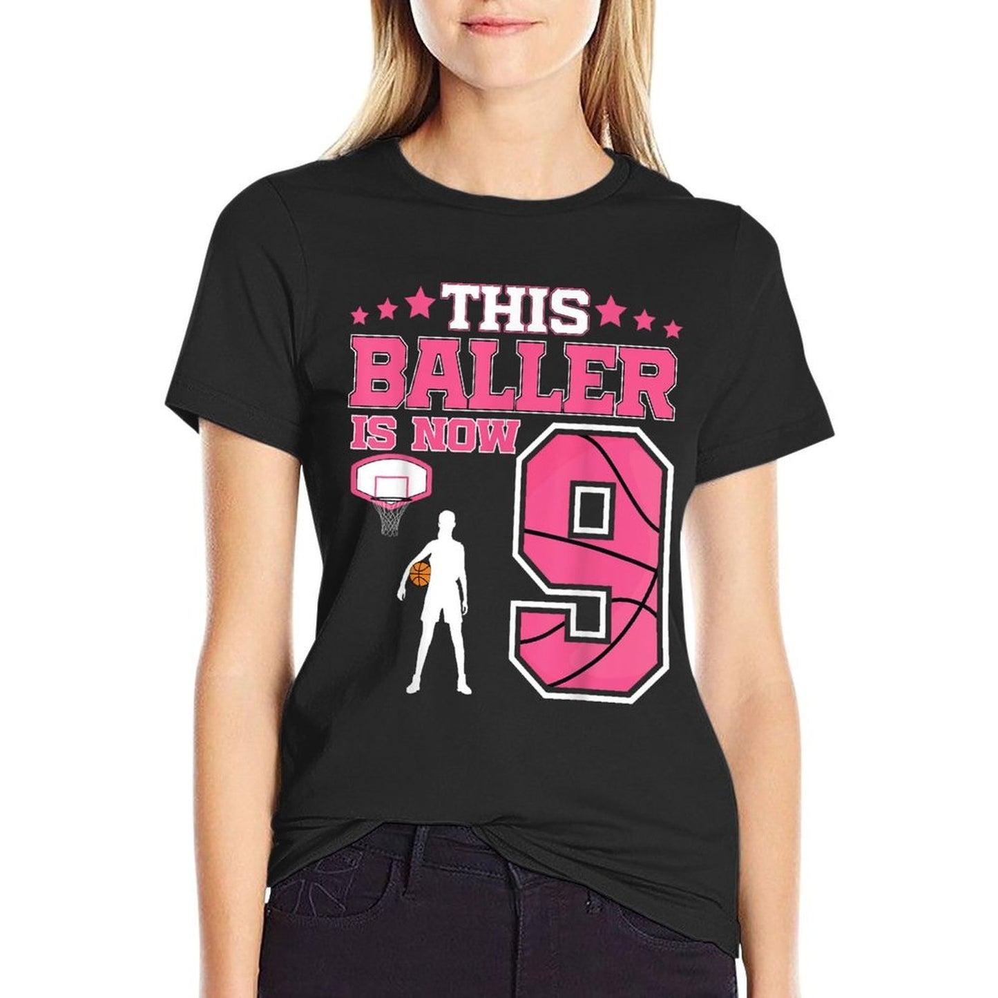This Baller Is Now 9 Year Old Basketball 9th Birthday Girls Odor-resistant T-Shirt