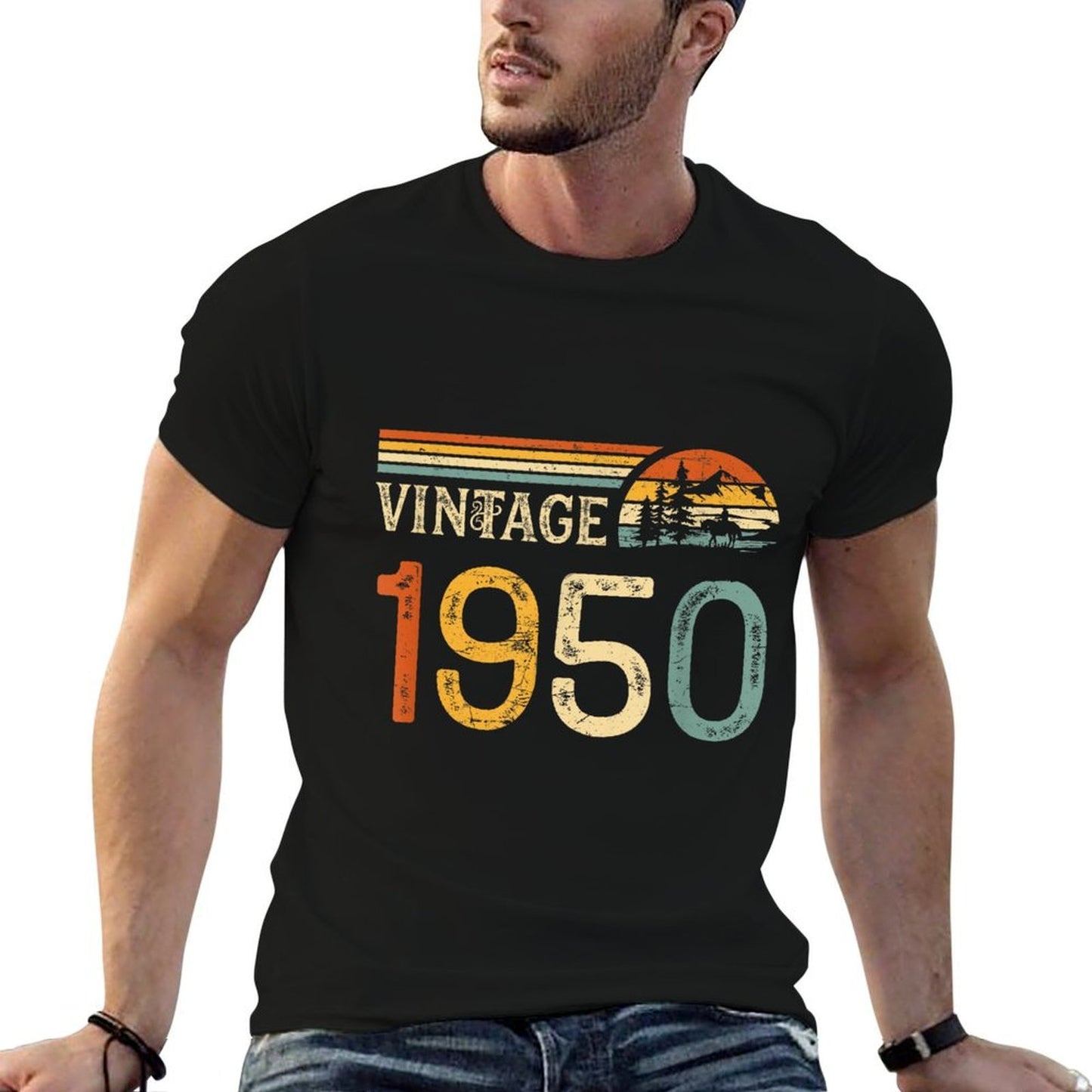 Vintage Made in 1950 Birthday Trendy Pattern T-Shirt