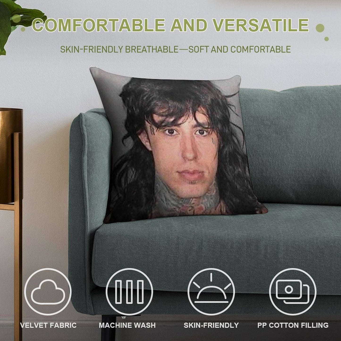 Ronnie Radke Mugshot Soft Warmth Comfort Throw Pillow