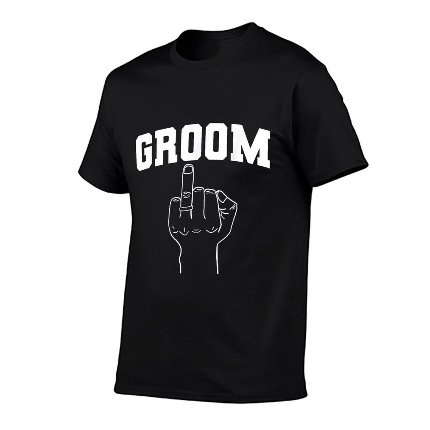 Wedding Honeymoon Bachelor Finger Ring Hubby Funny Groom Ribbed Collar T-Shirt