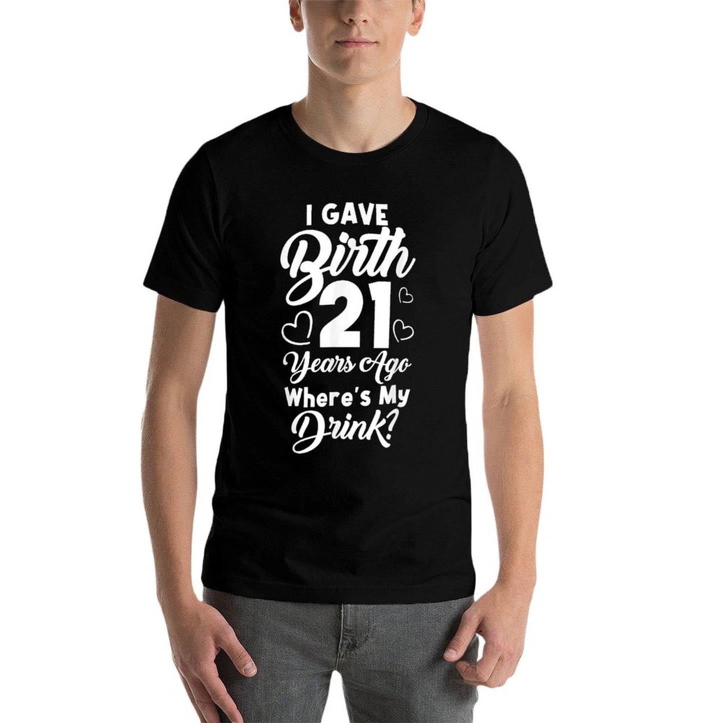 21st Birthday for Mom Gift 21 Year Old Child Son Daughter Ribbed Collar T-Shirt