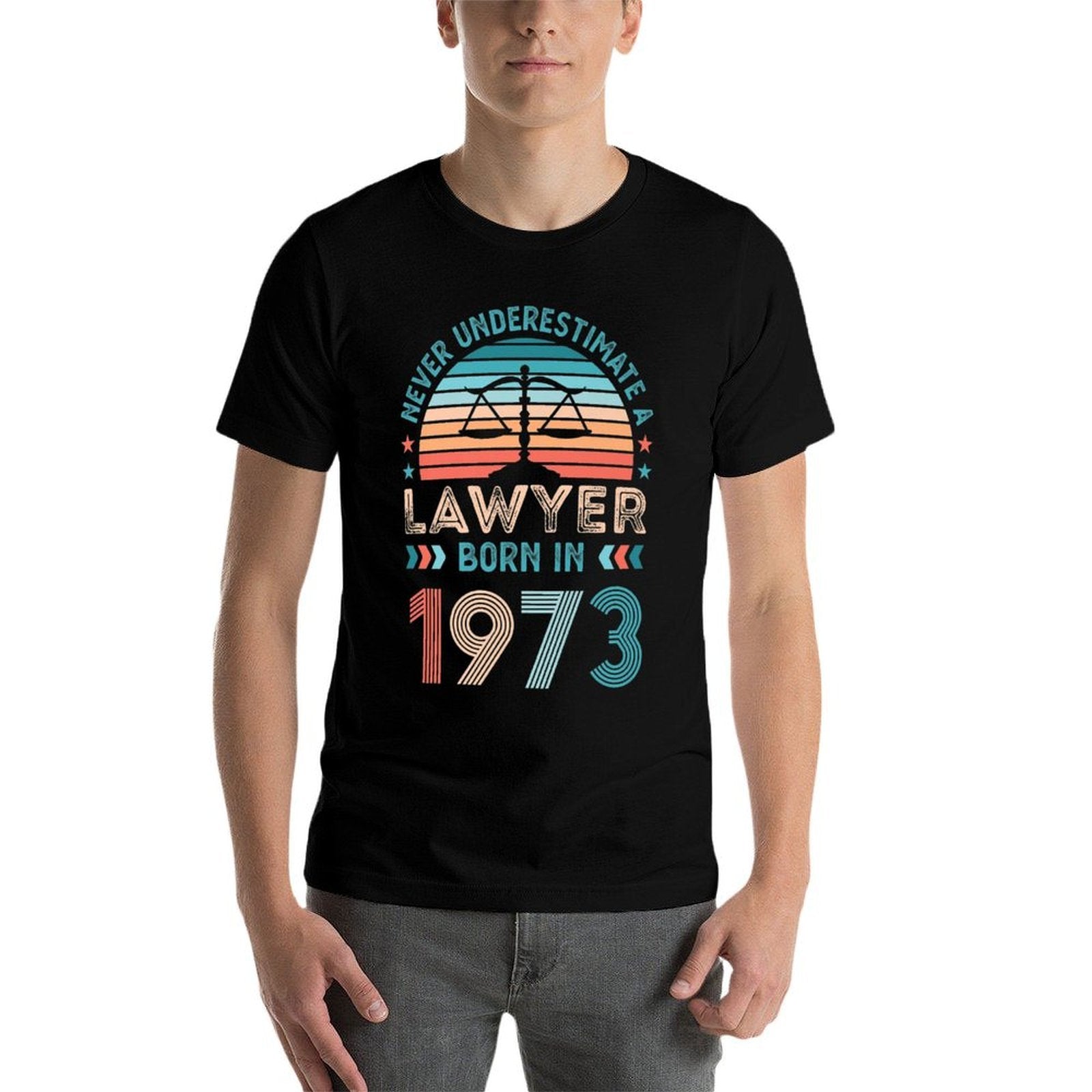 Lawyer Born in 1973 50th Birthday Law Gifts Premium  Ribbed Collar T-Shirt