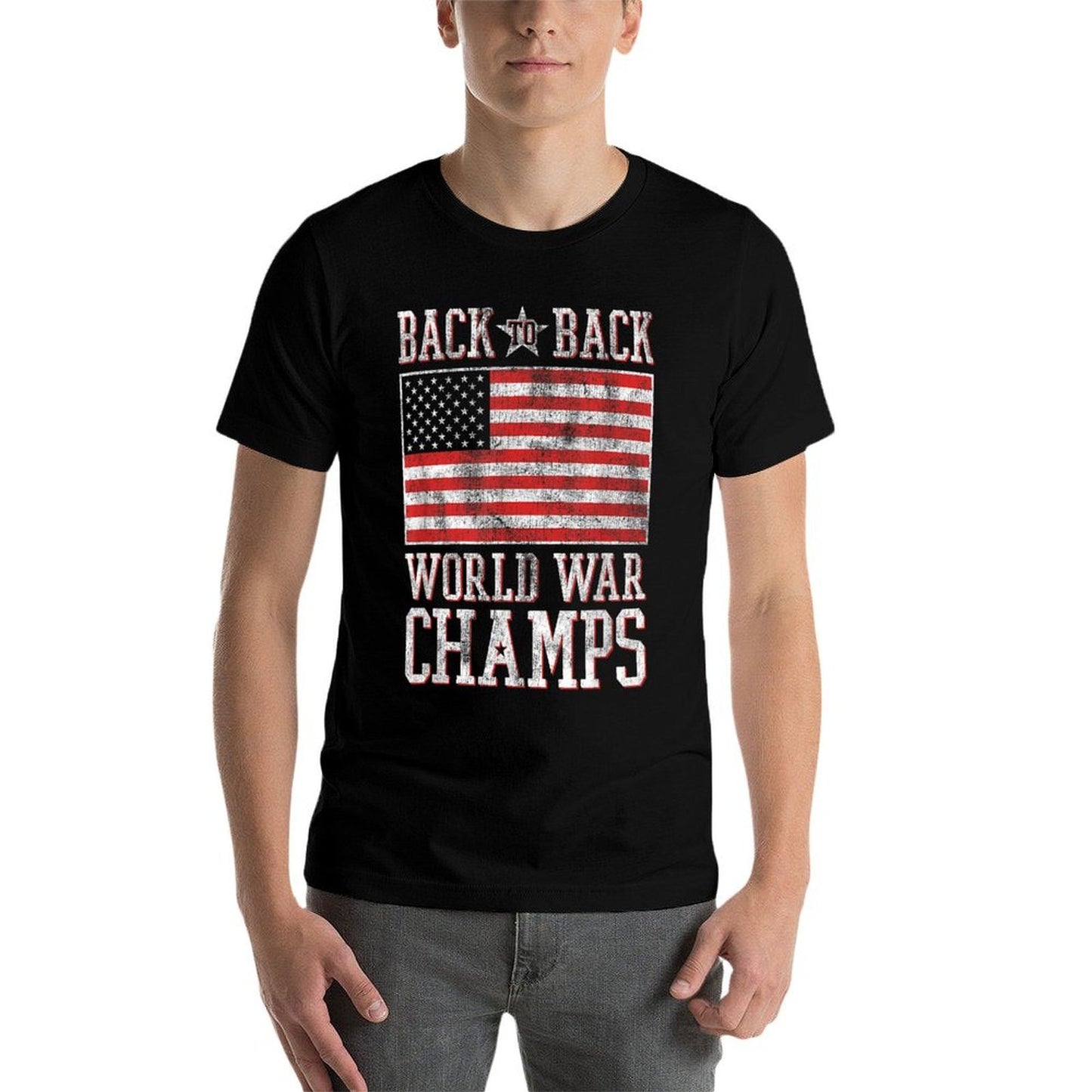 Trendy Back To Back World War Champs American Trendy Pattern T-Shirt