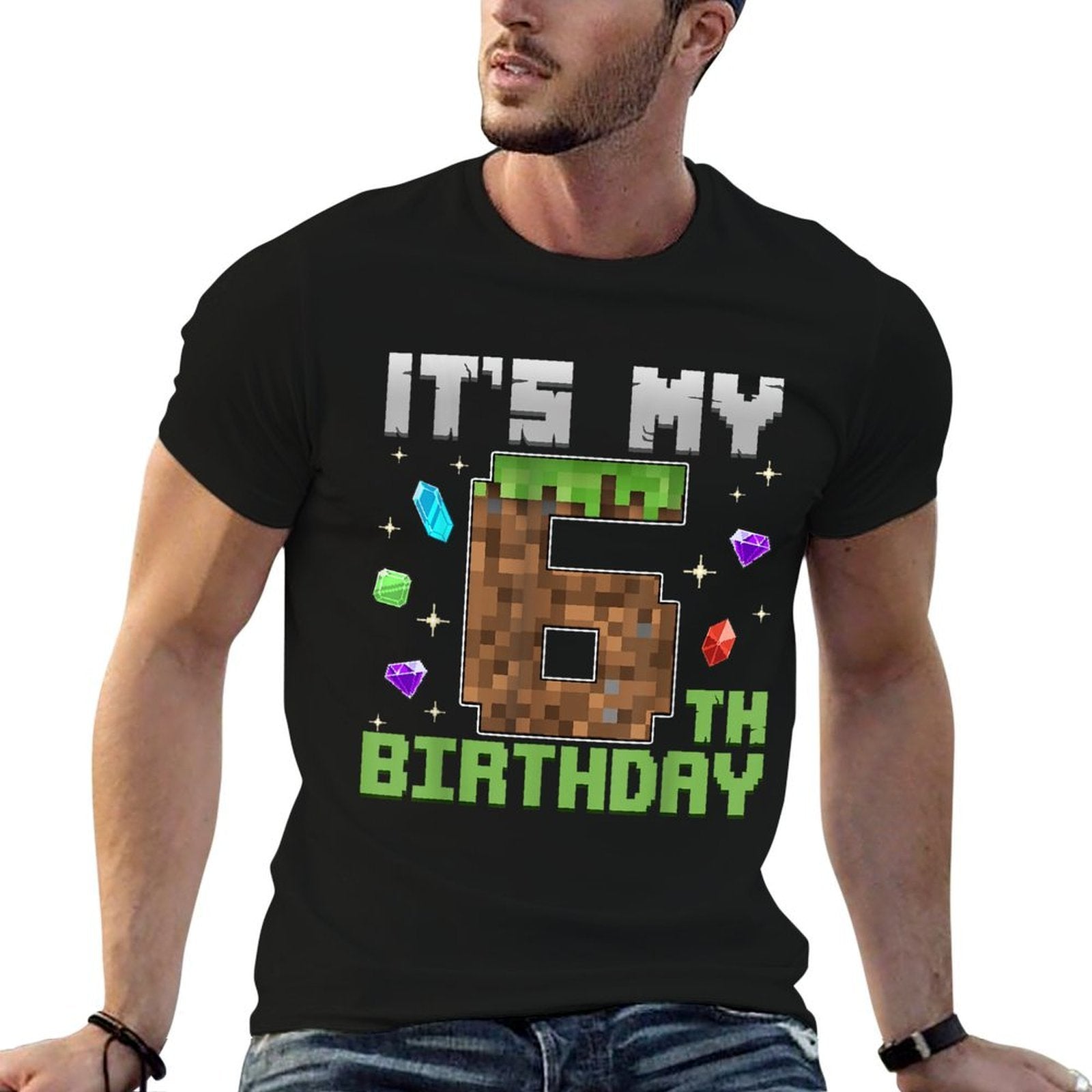 Boy Kids It's My 6th Birthday Pixel Number Video Game Easy-care T-Shirt