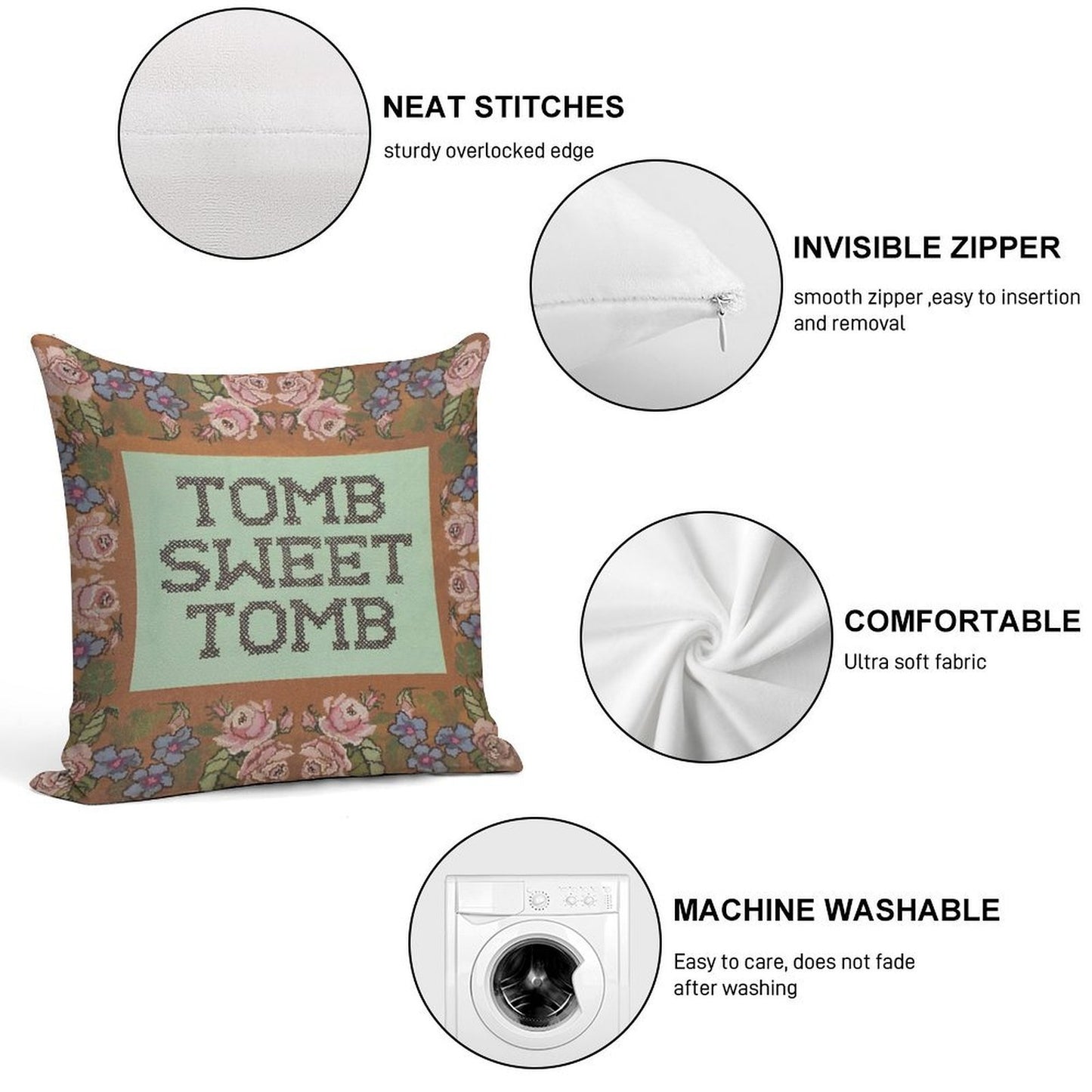 Tomb Sweet Tomb Haunted Mansion Foolish Mortal Soft Shrink-Resistant Throw Pillow