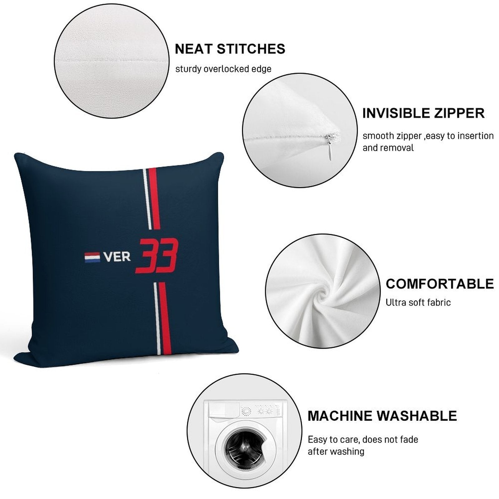F1 2021 - #33 Verstappen Soft Anti-Pilling Throw Pillow