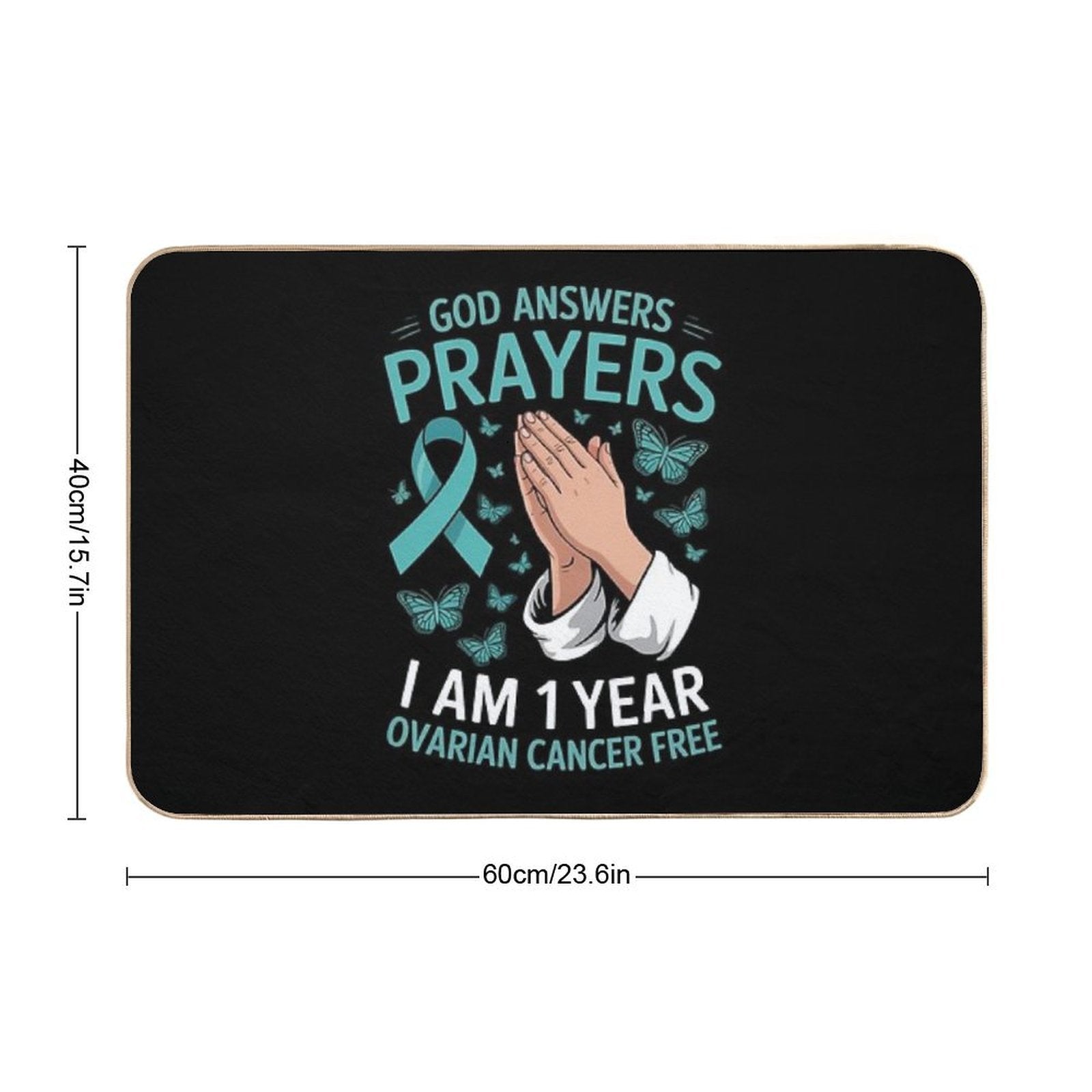 1 Year Ovarian Cancer Free God Prayer Cancer Awareness  Absorbent Bath Mat