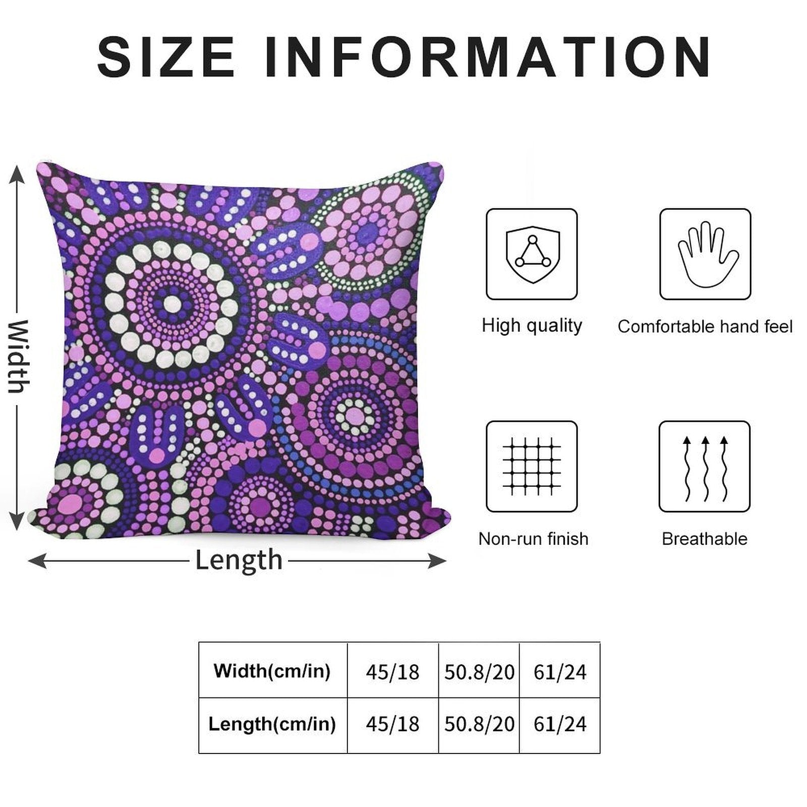 Aboriginal Art Purple Pattern Family Gathering Soft Anti-Pilling Throw Pillow