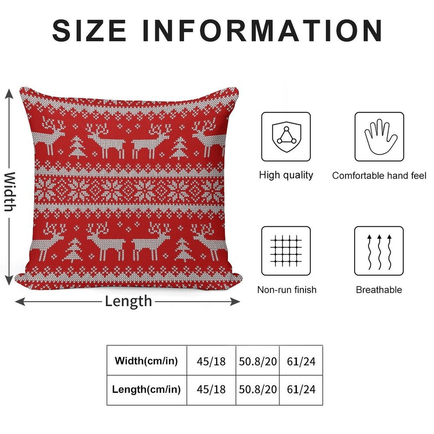 Scandinavian Ornament with Deers. Soft Reinforced Edging Throw Pillow