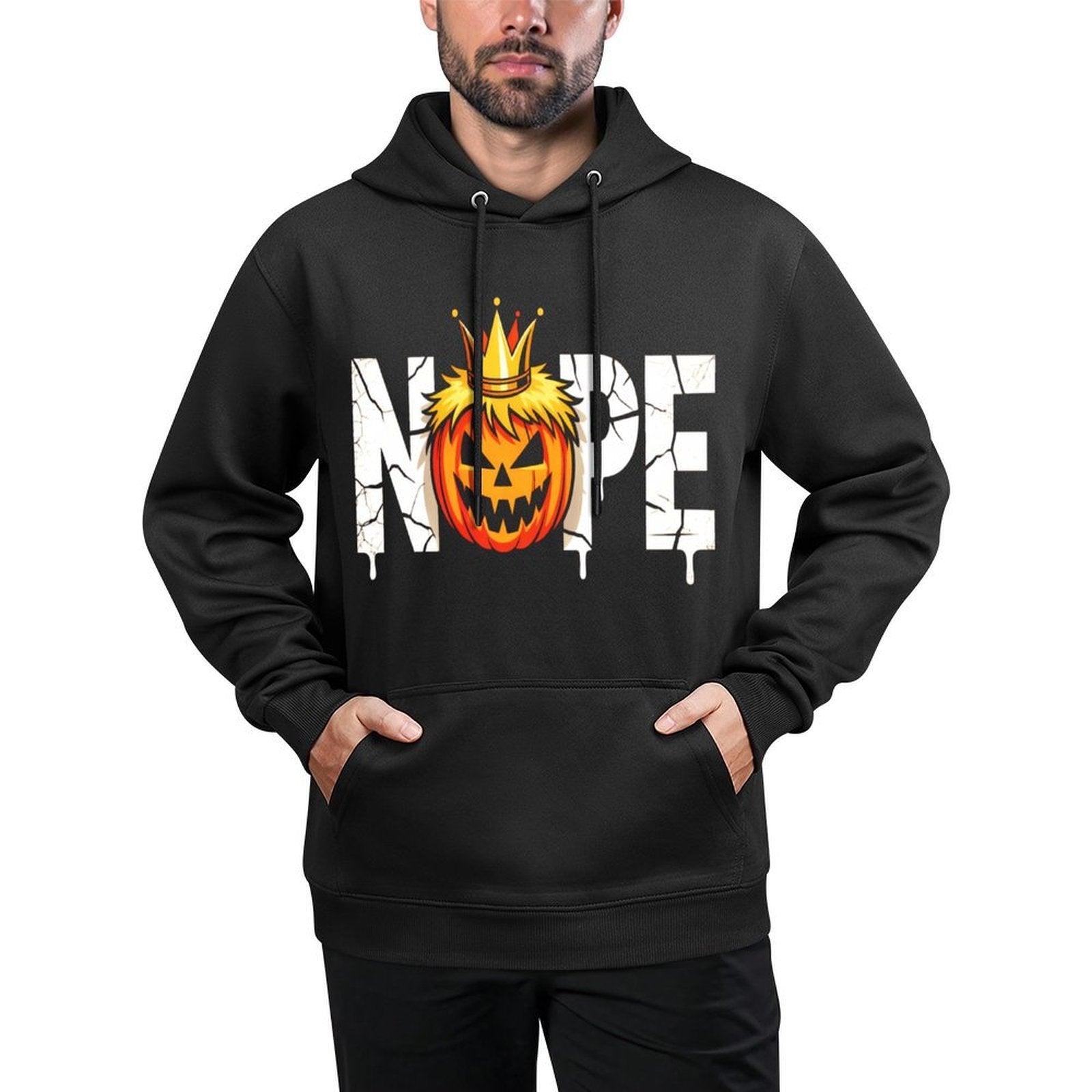 Funny No Kings Halloween 2025 Distressed USA Machine Washable Hoodie