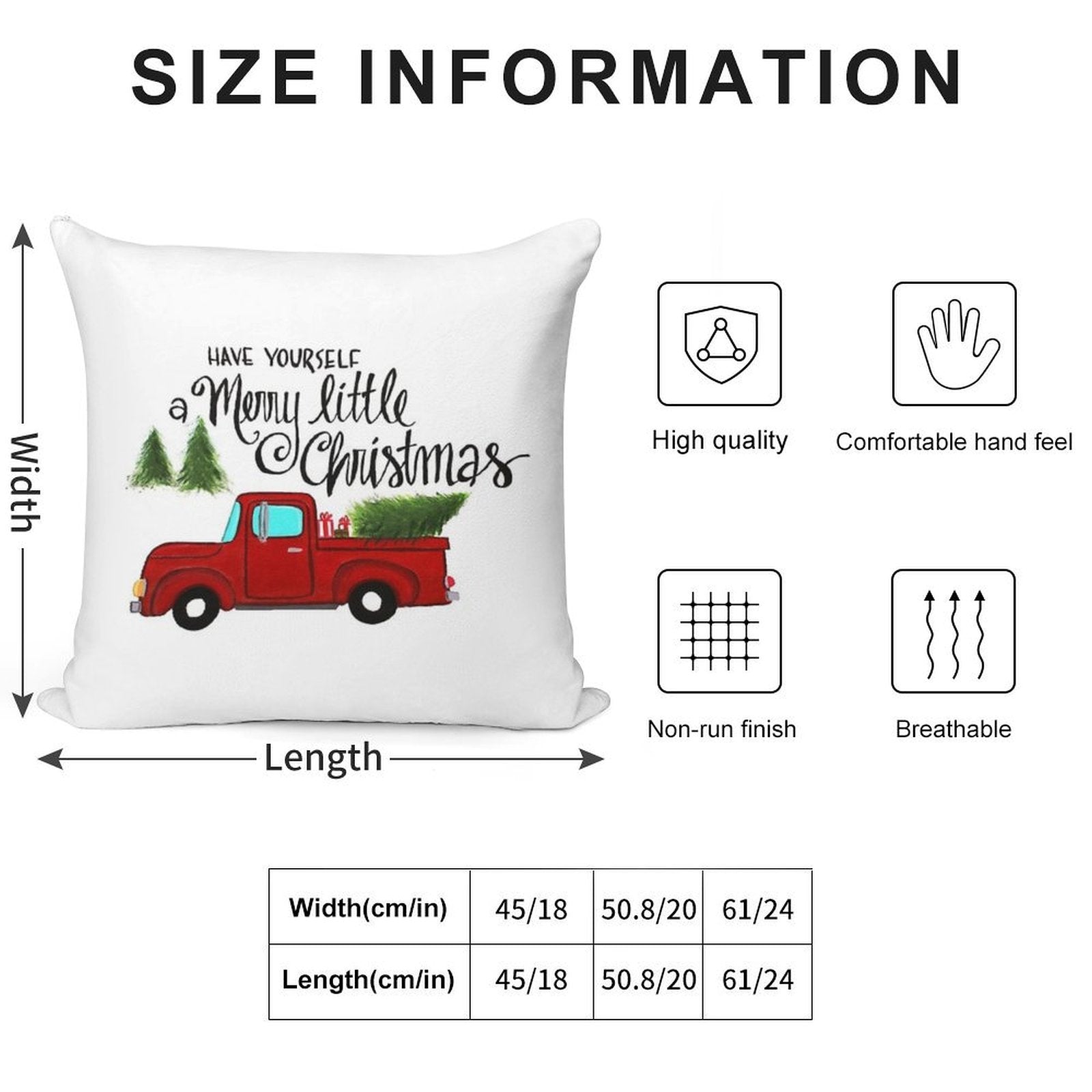 Merry Little Christmas Soft Durable Construction Throw Pillow
