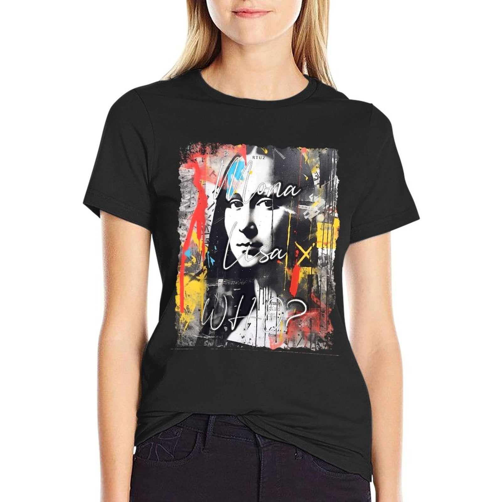 Abstract Graffiti Art Leonardo Da Vinci Art Mona Lisa  Slim-fit Cut T-Shirt