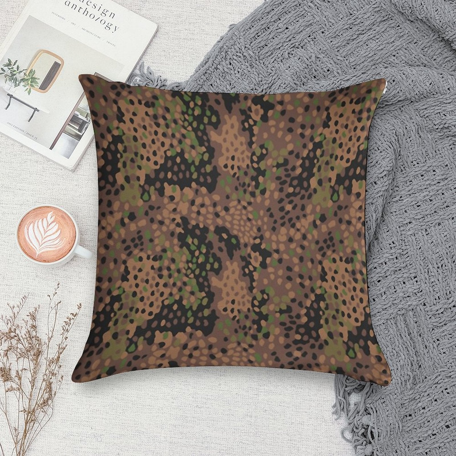 M44 Pea Dot Camo Soft Style Accent Throw Pillow