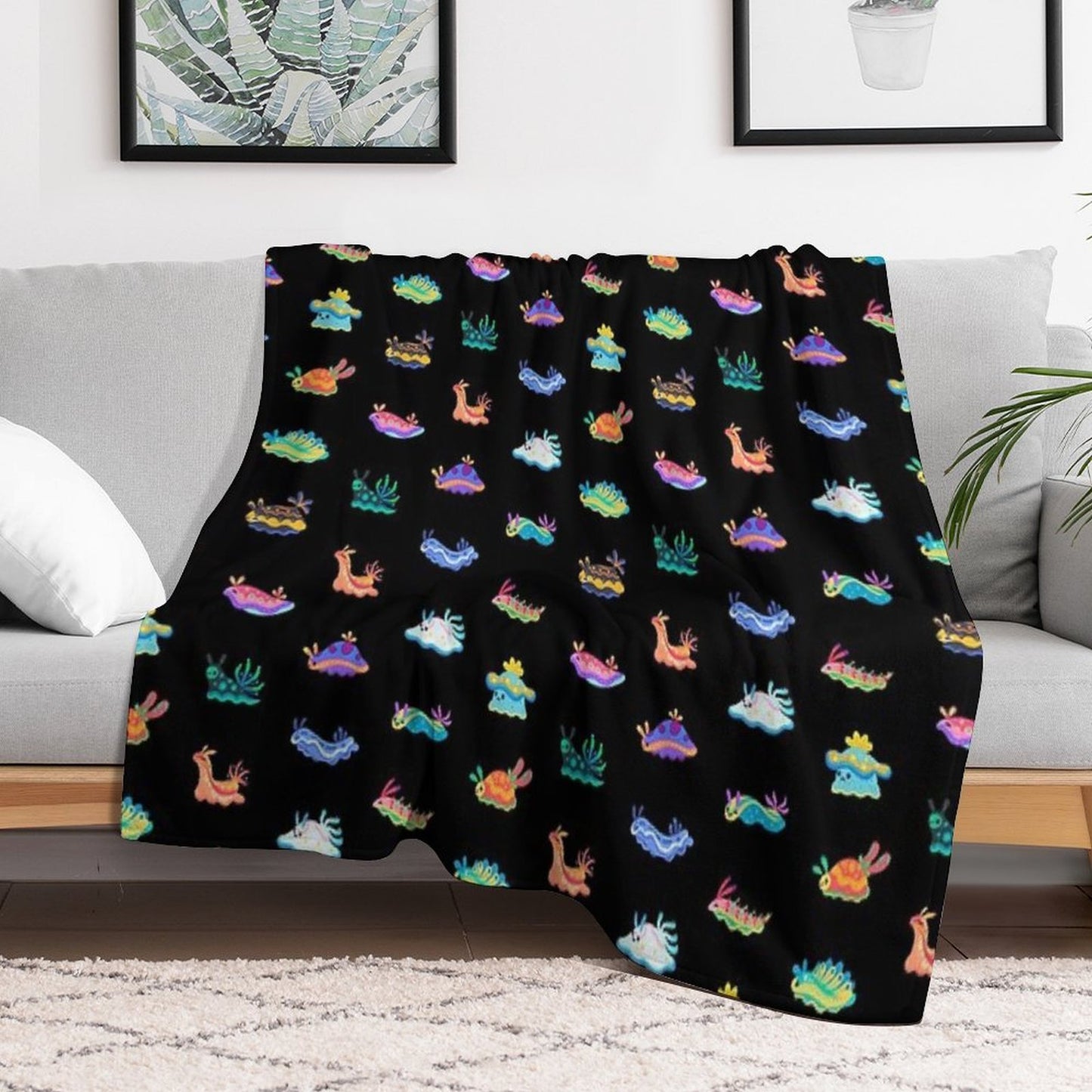 Sea Slug - Black Versatility Throw Blanket