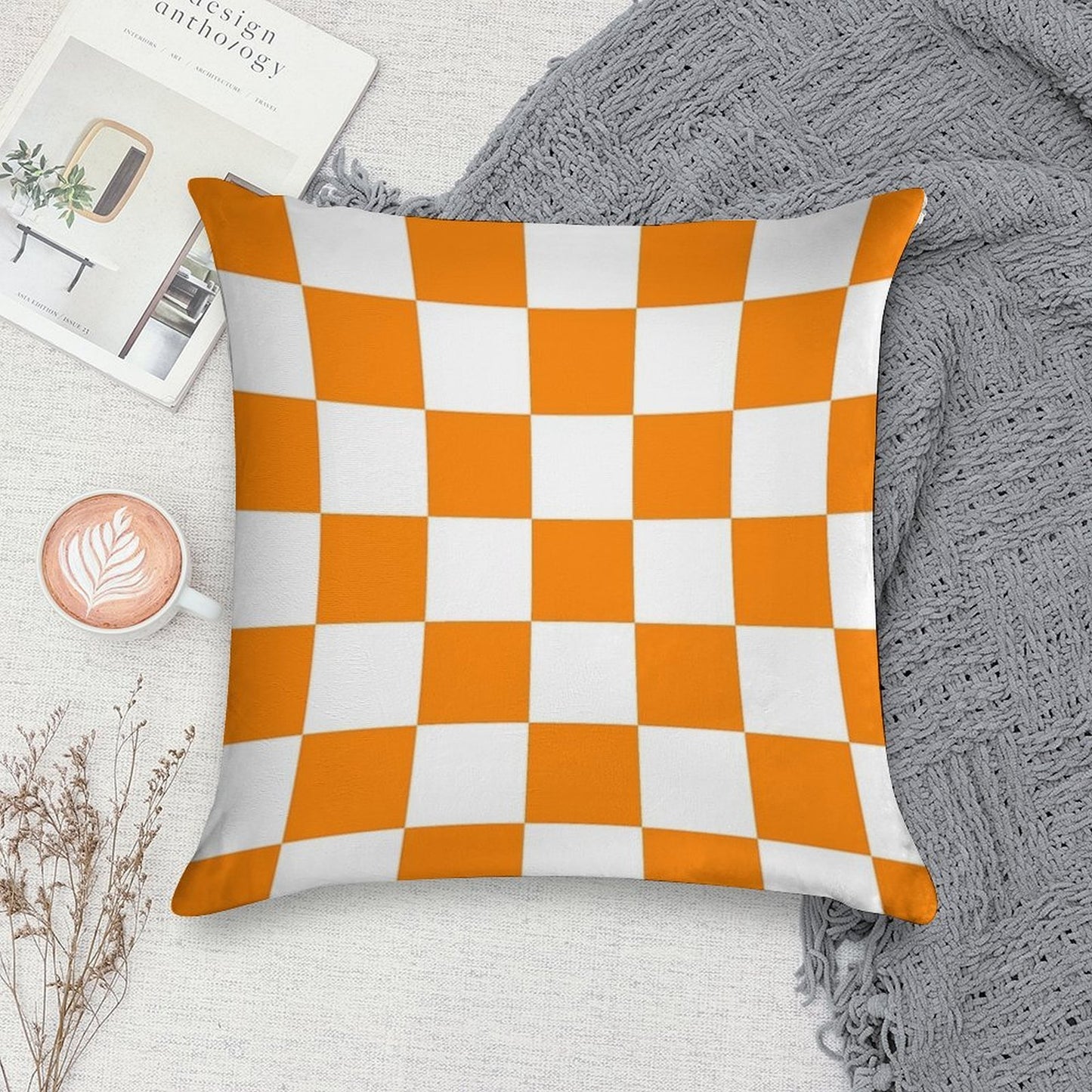 TN Vawls Checkerboard Soft Hidden Zipper Throw Pillow