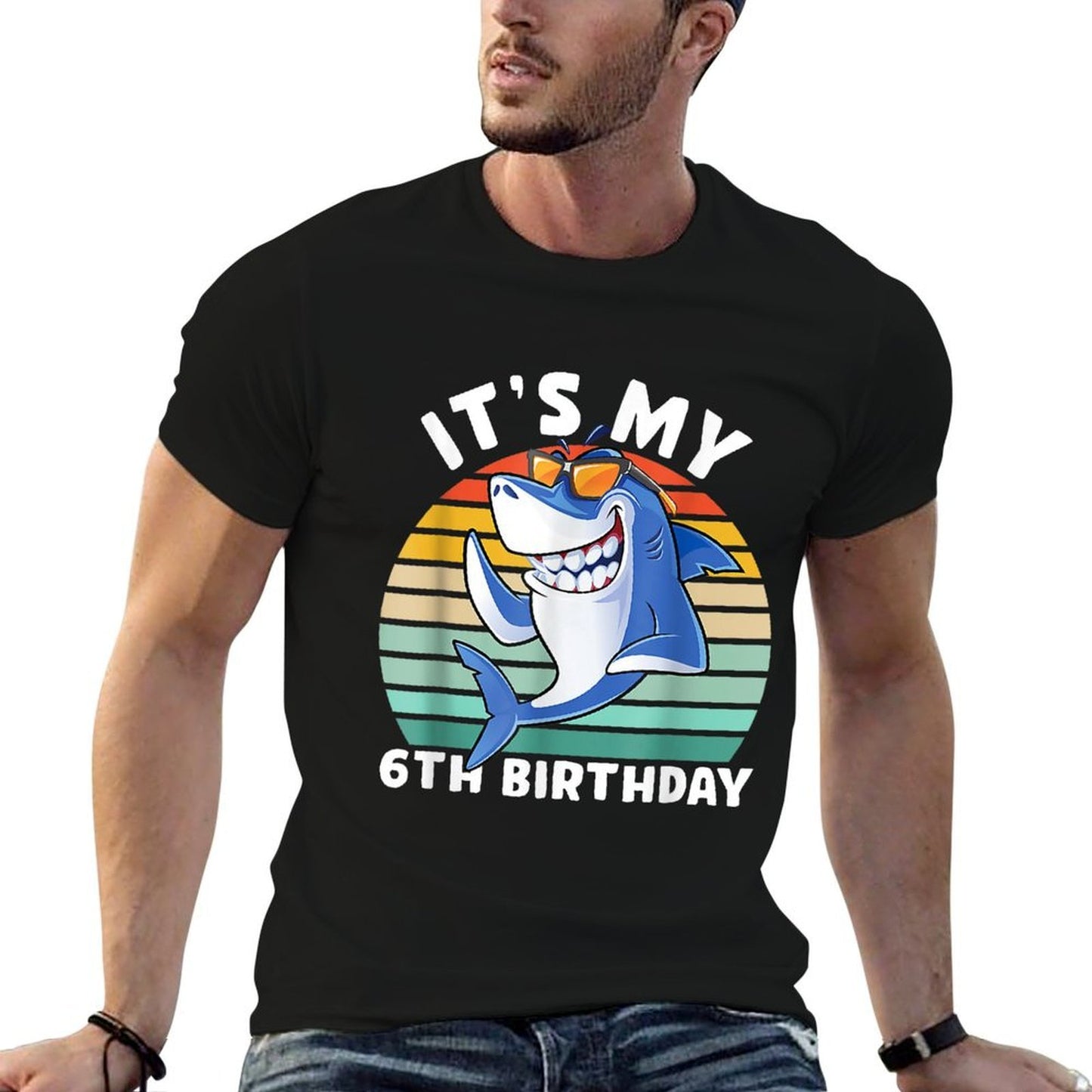 Shark 6 Year Old 6th Birthday Shark Lover Vintage-inspired T-Shirt