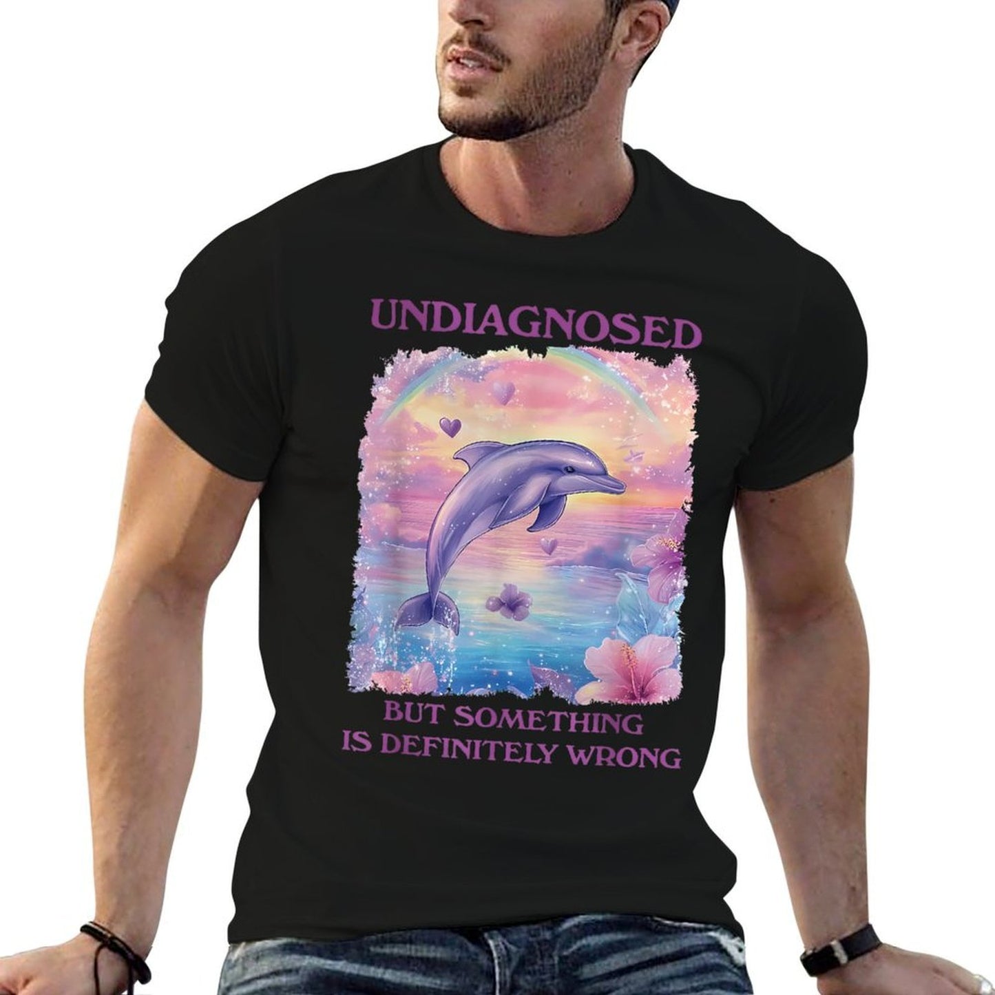 Undiagnosed But Something Aint Right Funny Meme Dolphin  Vintage-inspired T-Shirt