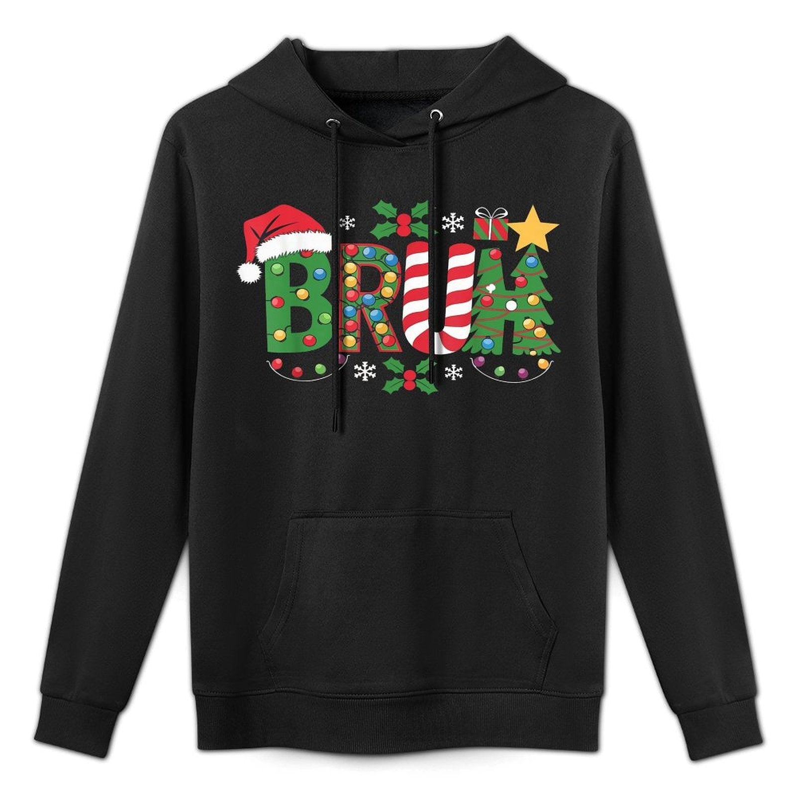 Christmass for Kids Boys Bruh Funny Christmas Women Kangaroo Pocket Hoodie