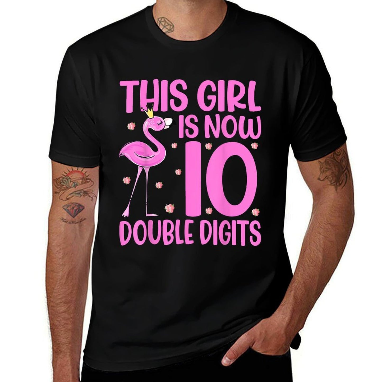 This Girl Is Now 10 Double Digits Flamingo 10th Birthday Versatile T-Shirt