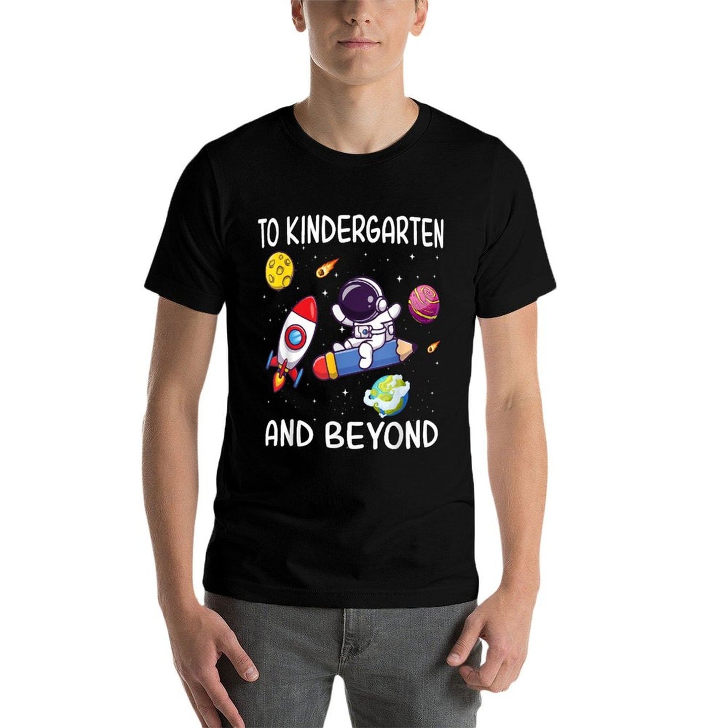 To Kindergarten And Beyond Astronaut Back To School Student Cotton T-Shirt