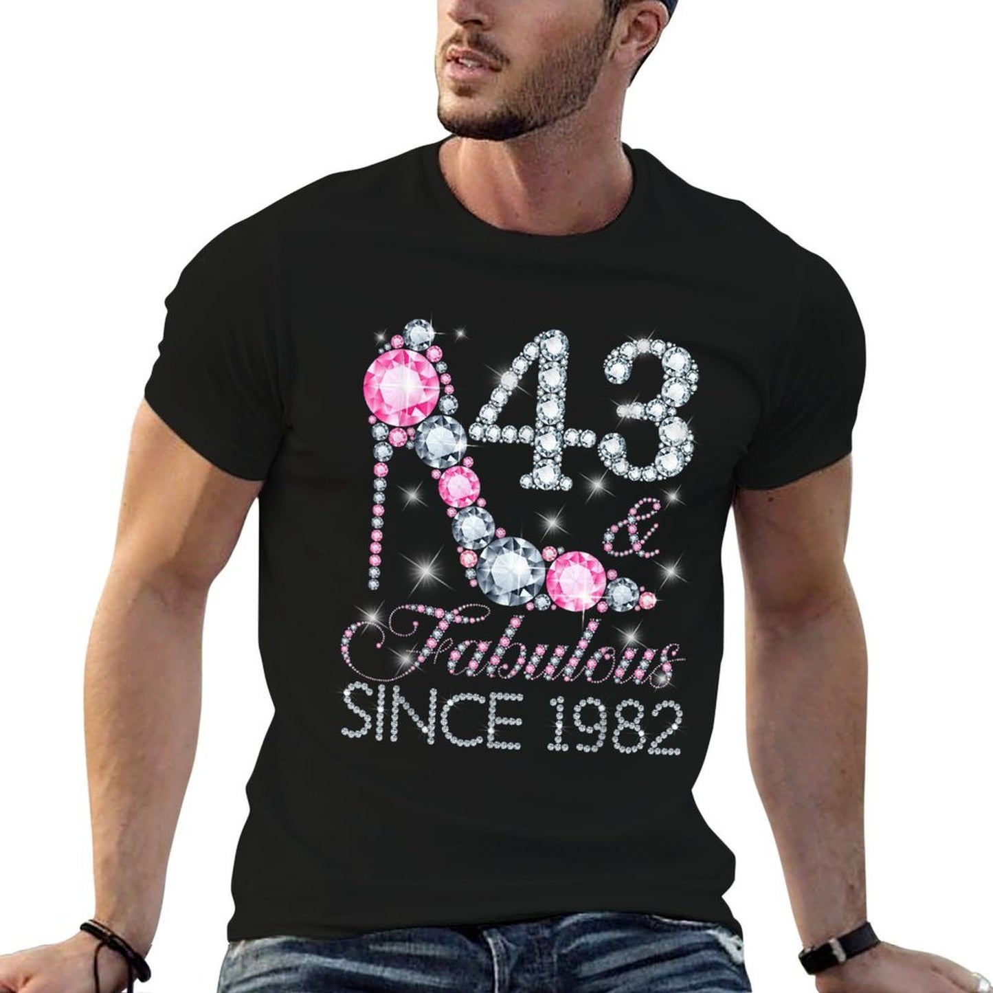 43 And Fabulous Since 1982 Happy 43rd Birthday Girl Lady  Oversized Silhouette T-Shirt