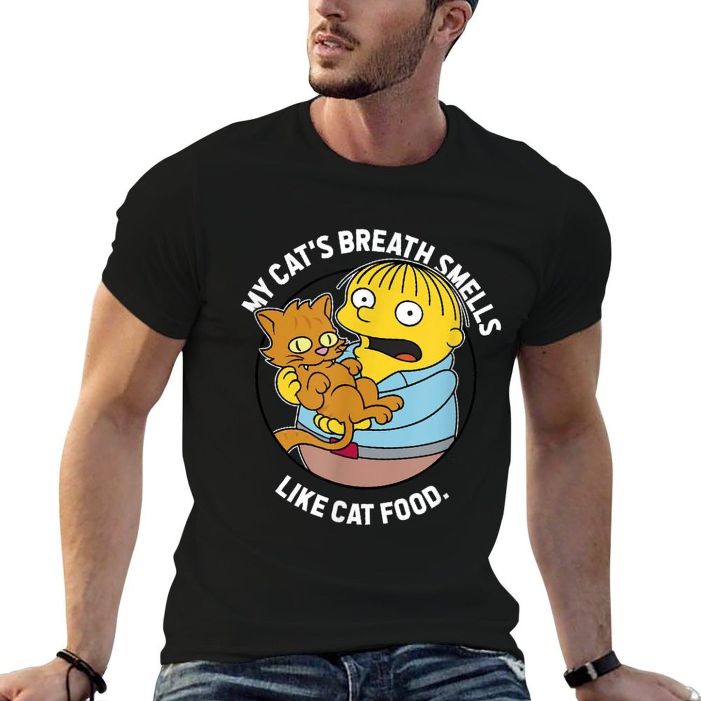 The Simpsons Ralph My Cats Breath Smells Like Cat Food Rolled Sleeves T-Shirt