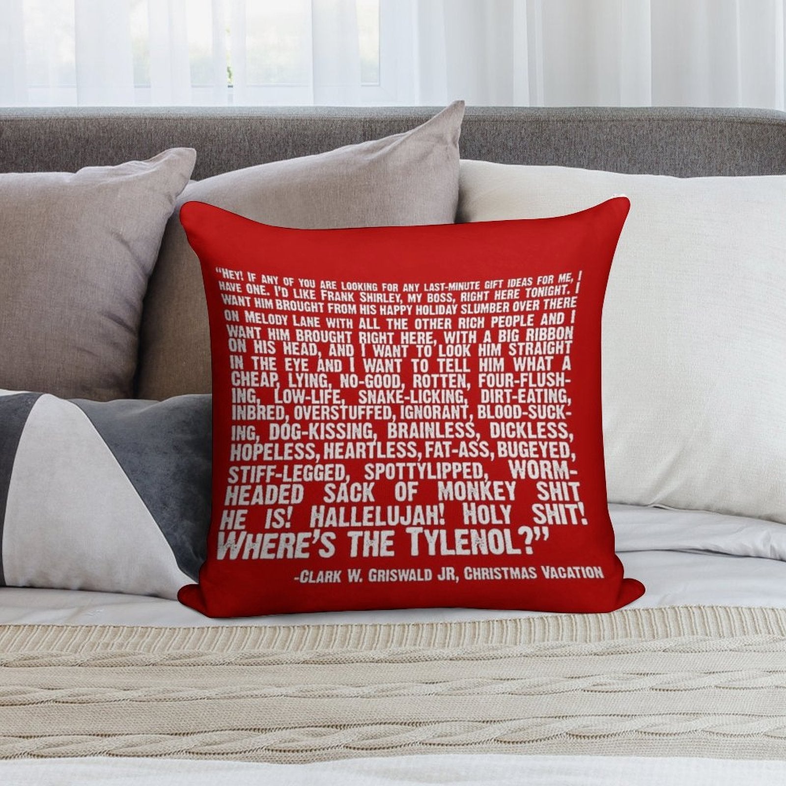 Christmas Vacation Quote; Wheres The Tylenol (white) Soft Style Accent Throw Pillow