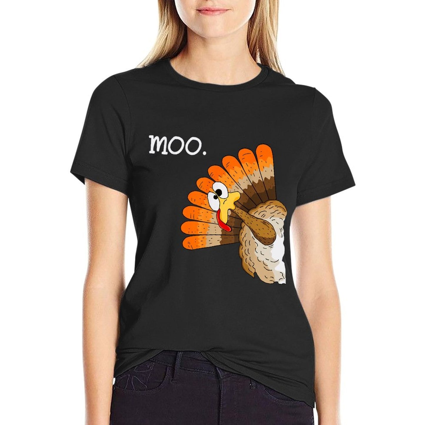 Turkey Moo Funny Thanksgiving Versatile T-Shirt