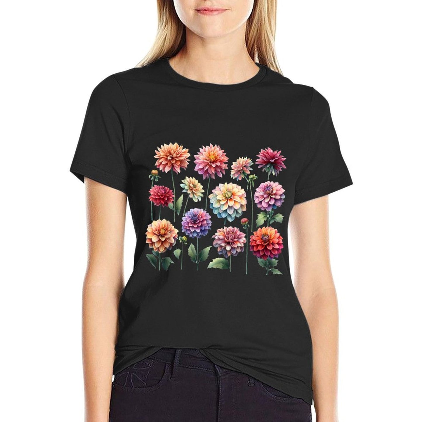 Vintage Retro Dahlia Flowers Delight Elegance in Bloom Quick-drying T-Shirt