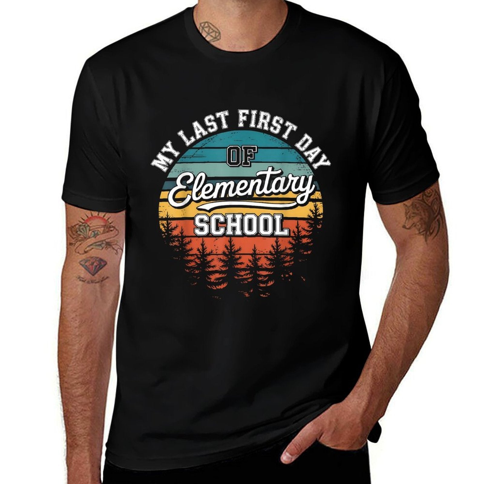 My Last First Day Of Elementary School Funny Back To School  Wrinkle-resistant T-Shirt