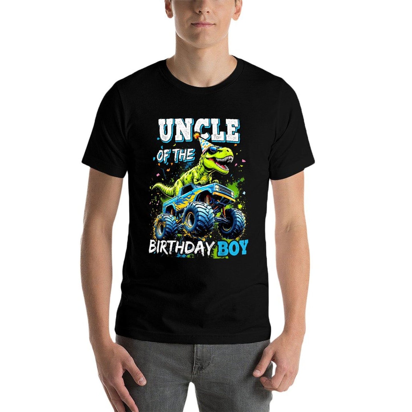 Uncle of The Birthday Boy Monster Truck Dinosaur Party T Rex Soft T-Shirt