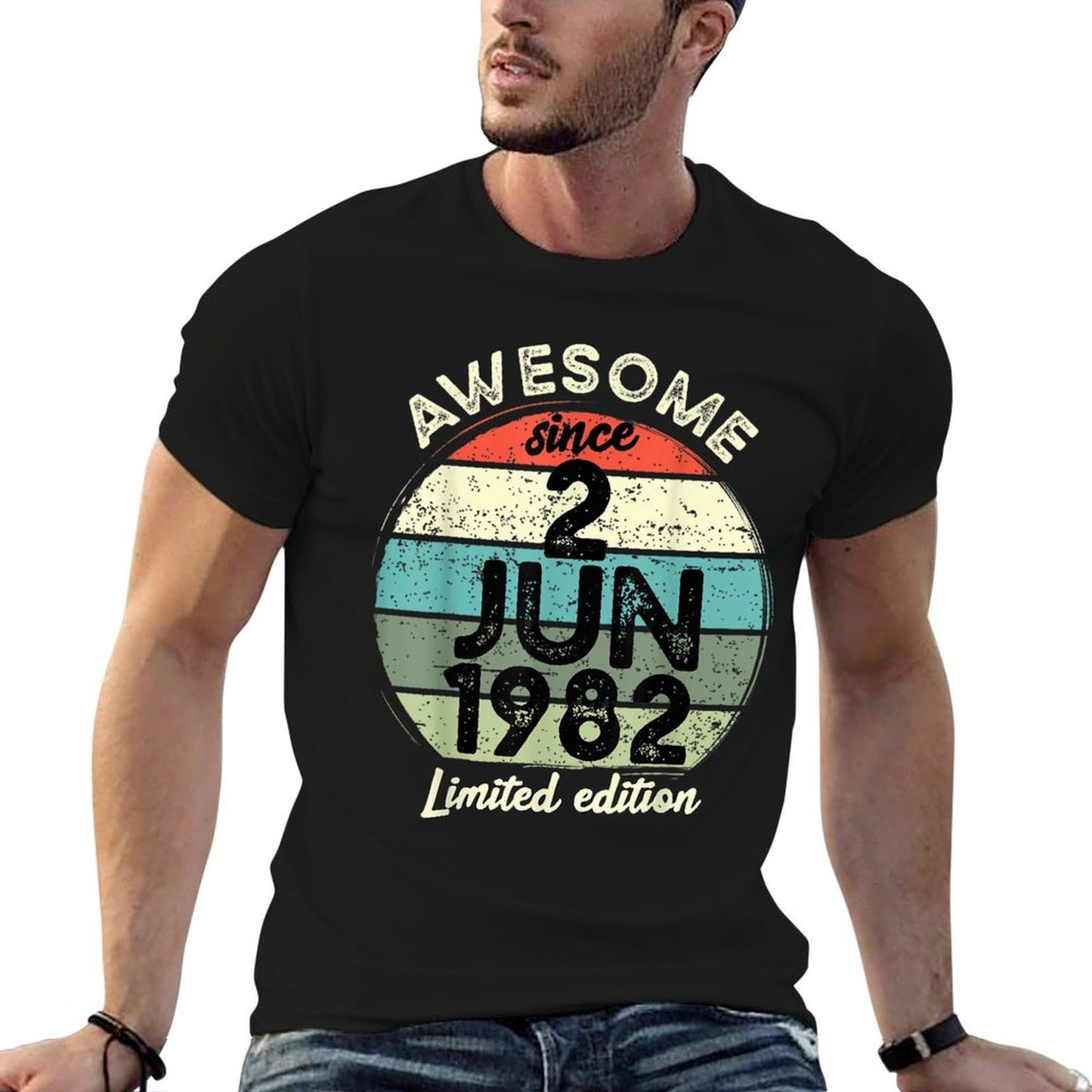 40 Year Old Birthday 2 June 1982 40th Birthday Tagless Design T-Shirt