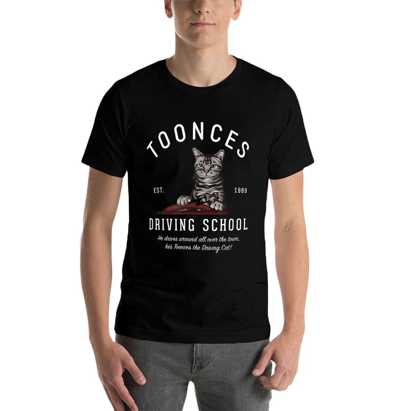 Toonces Driving School Est. 1989 - The Driving Cat Stretchy T-Shirt