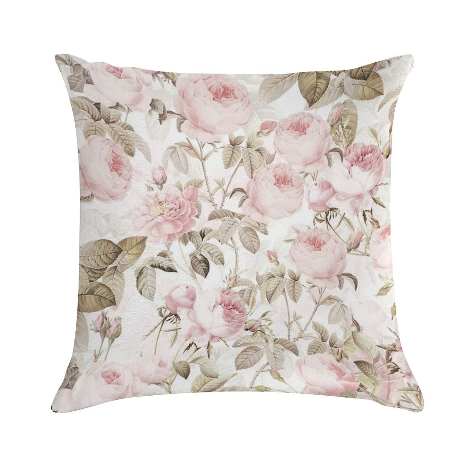 Sepia Old Vintage Roses Botanical Garden on Pink Pattern NightGarden Soft Gift Ready Throw Pillow