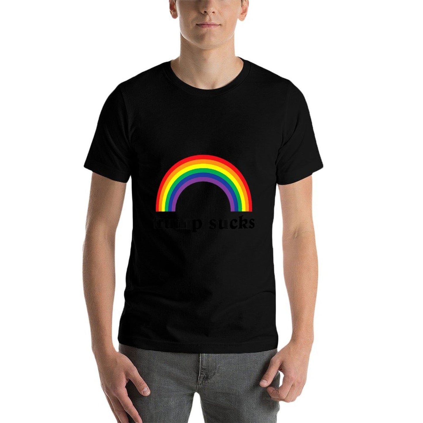 Trump Sucks Big Rainbow Anti Trump 2020 Election LGBT Gay Lightweight T-Shirt