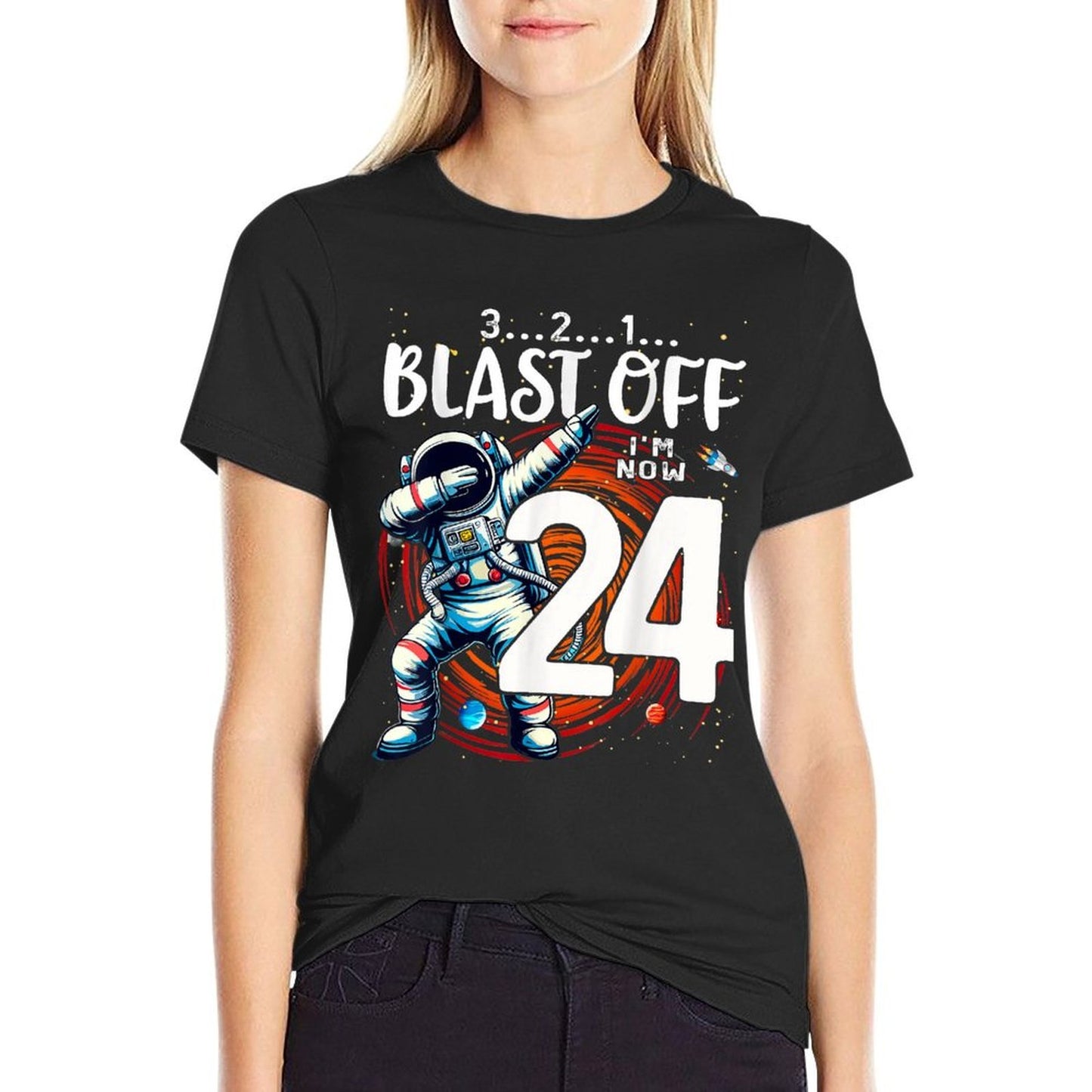 24 Birthday Astronaut Astronomy 24th Year Old Birthday Stretchy T-Shirt