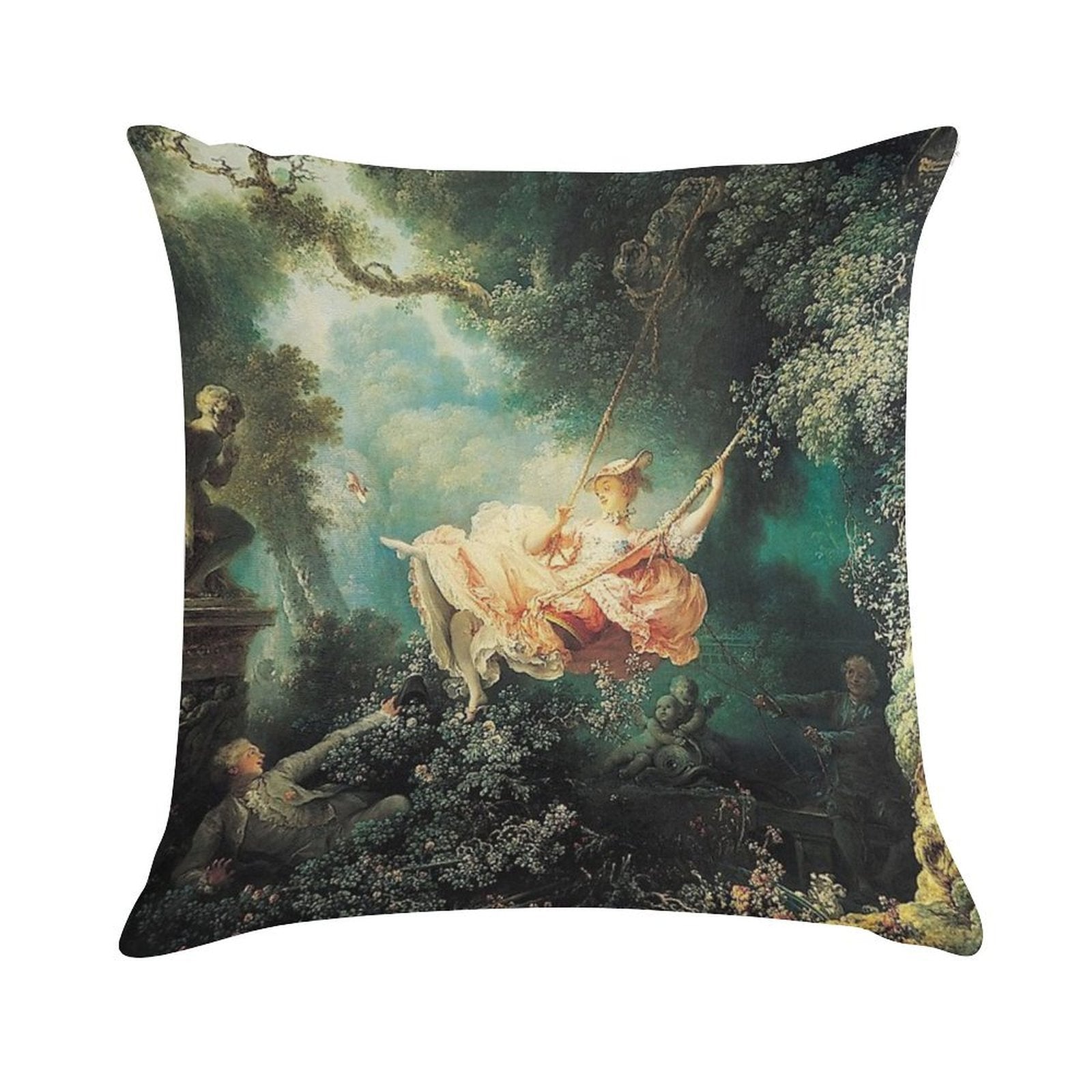 HD. The Swing, by Jean Honoré Fragonard HIGH DEFINITION Soft Reinforced Edging Throw Pillow